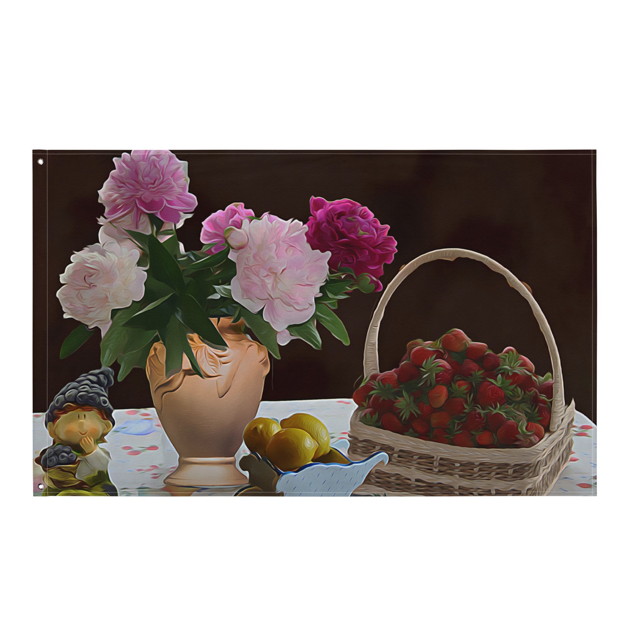 Still Life  Strawbery Painting Flag Tapestry-0