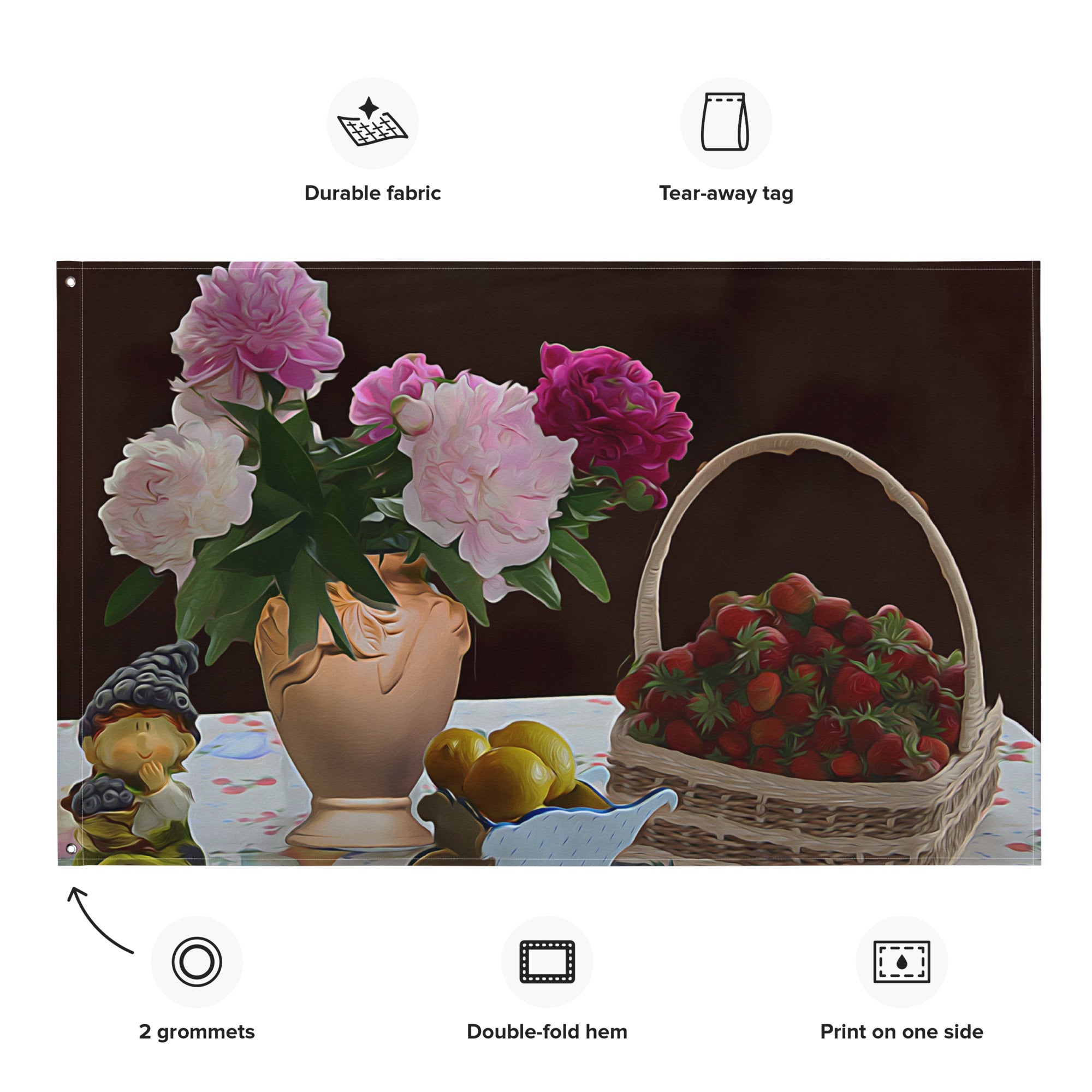 Still Life  Strawbery Painting Flag Tapestry-1