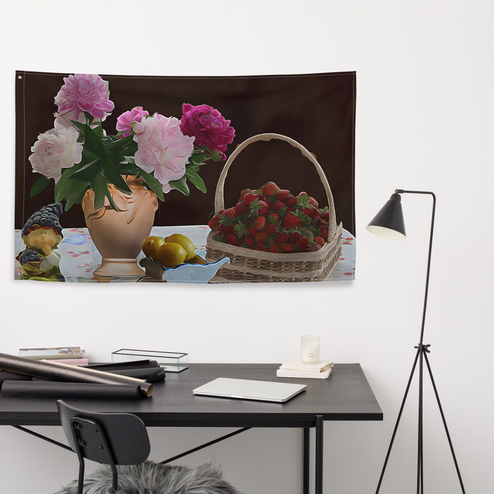 Still Life  Strawbery Painting Flag Tapestry-3