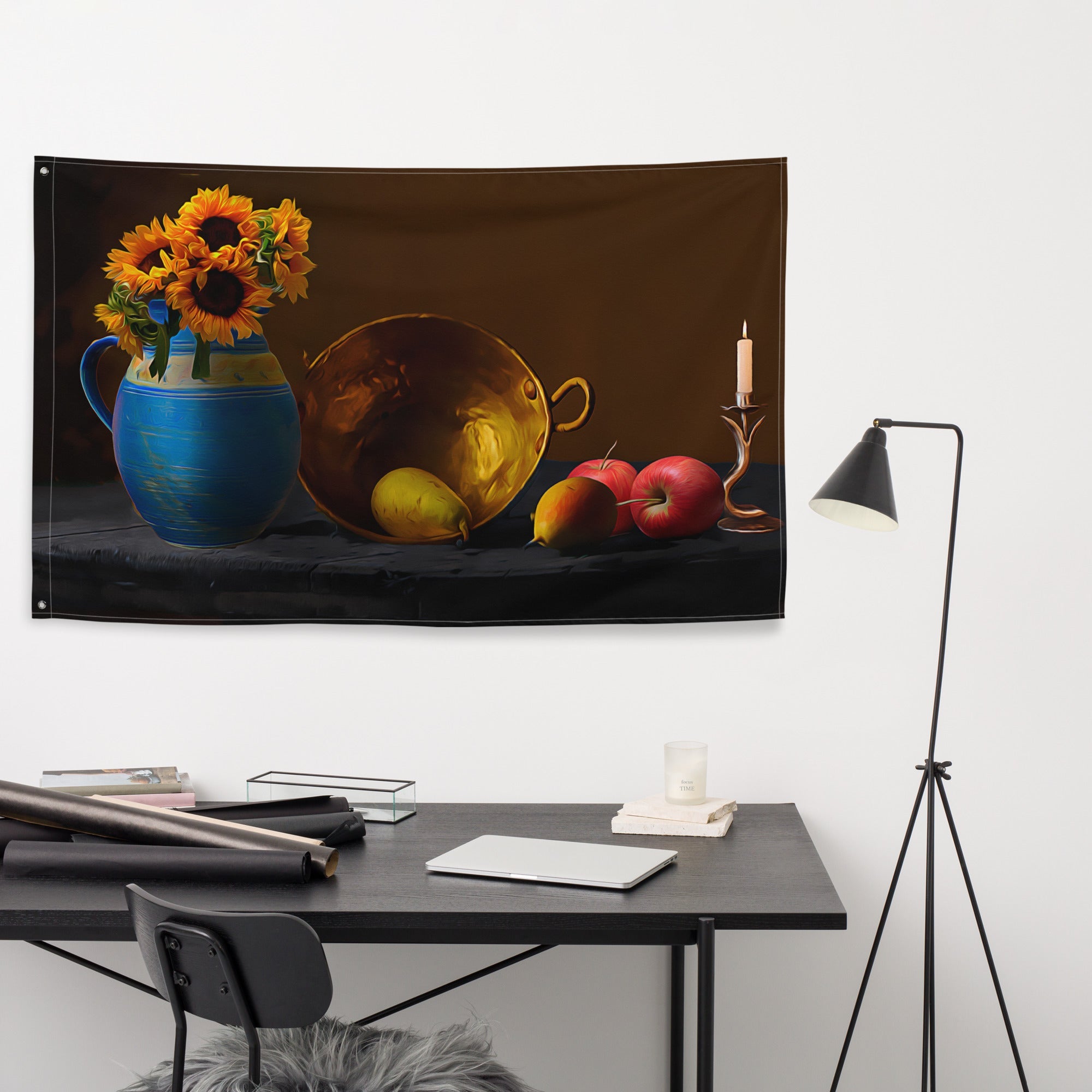 Wok Still Life Painting Flag Tapestry-3