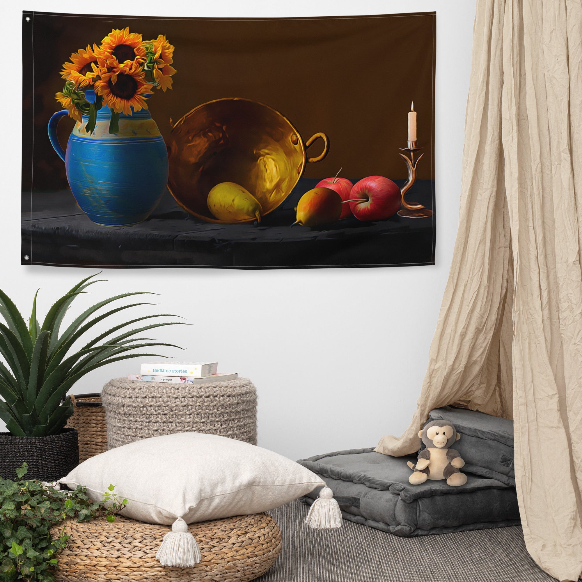 Wok Still Life Painting Flag Tapestry-4