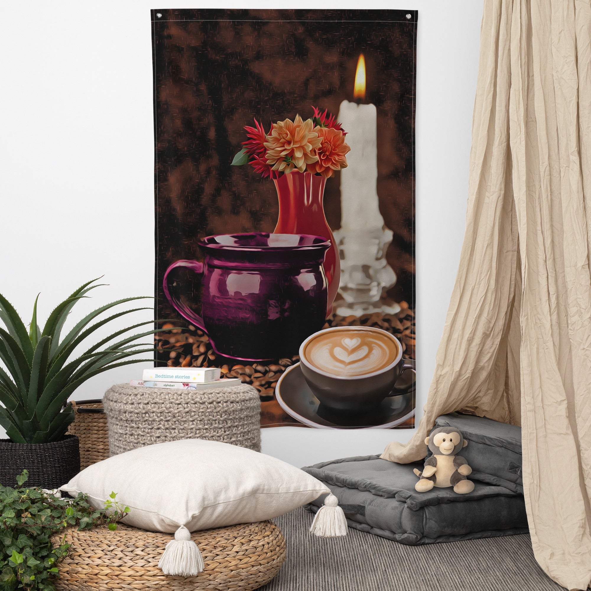 Still Life Vinatge Painting 2 Flag Tapestry-4