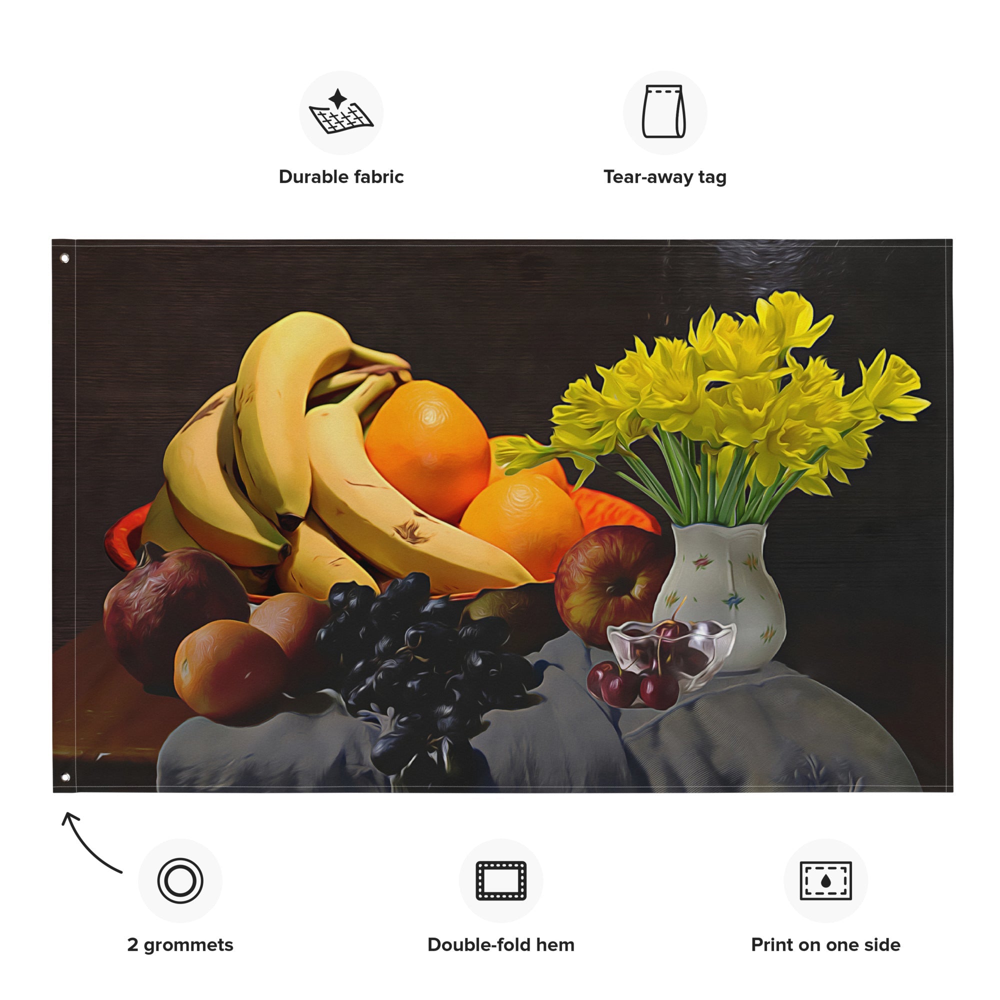 Still Life  Fruits Painting 8 Flag Tapestry-1