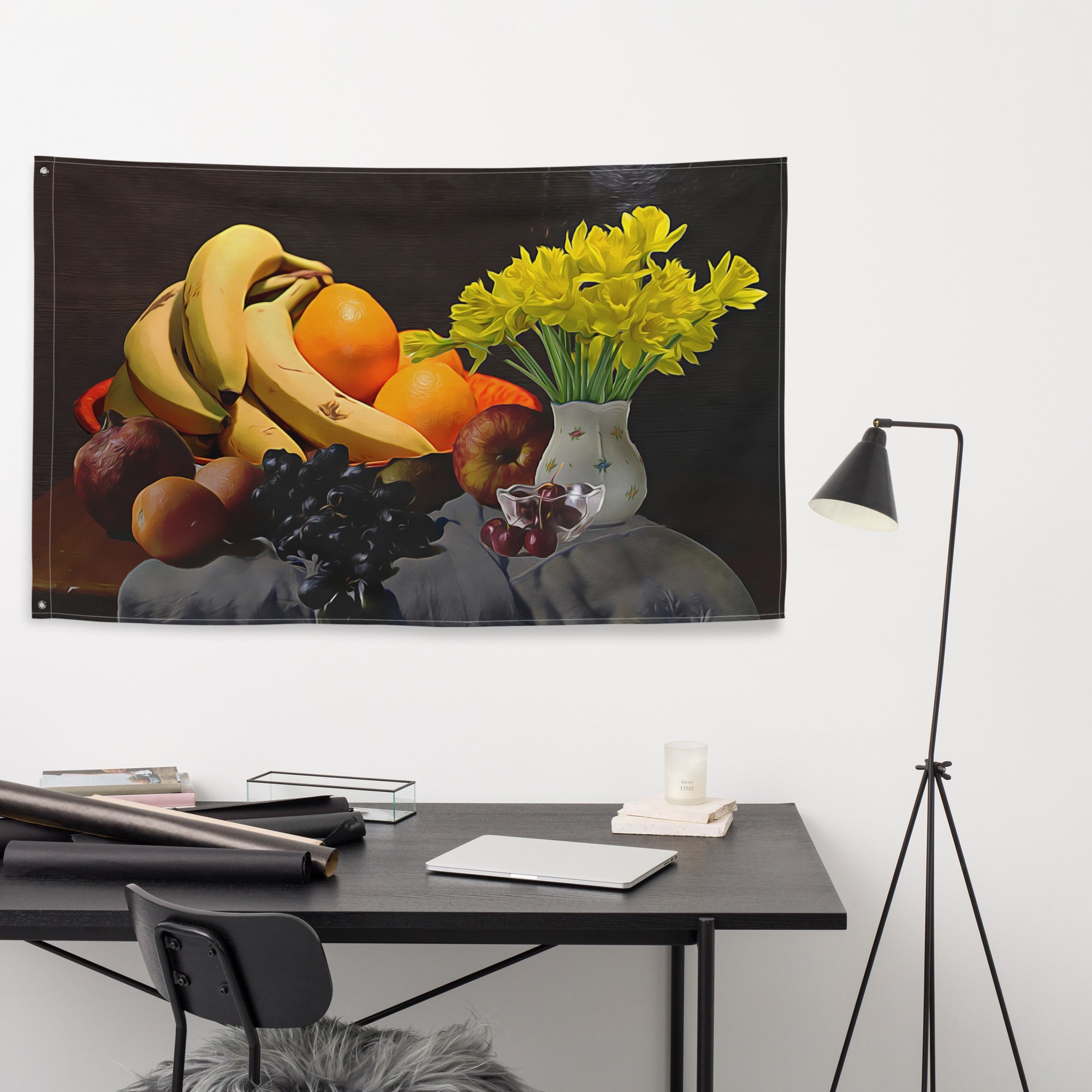 Still Life  Fruits Painting 8 Flag Tapestry-3