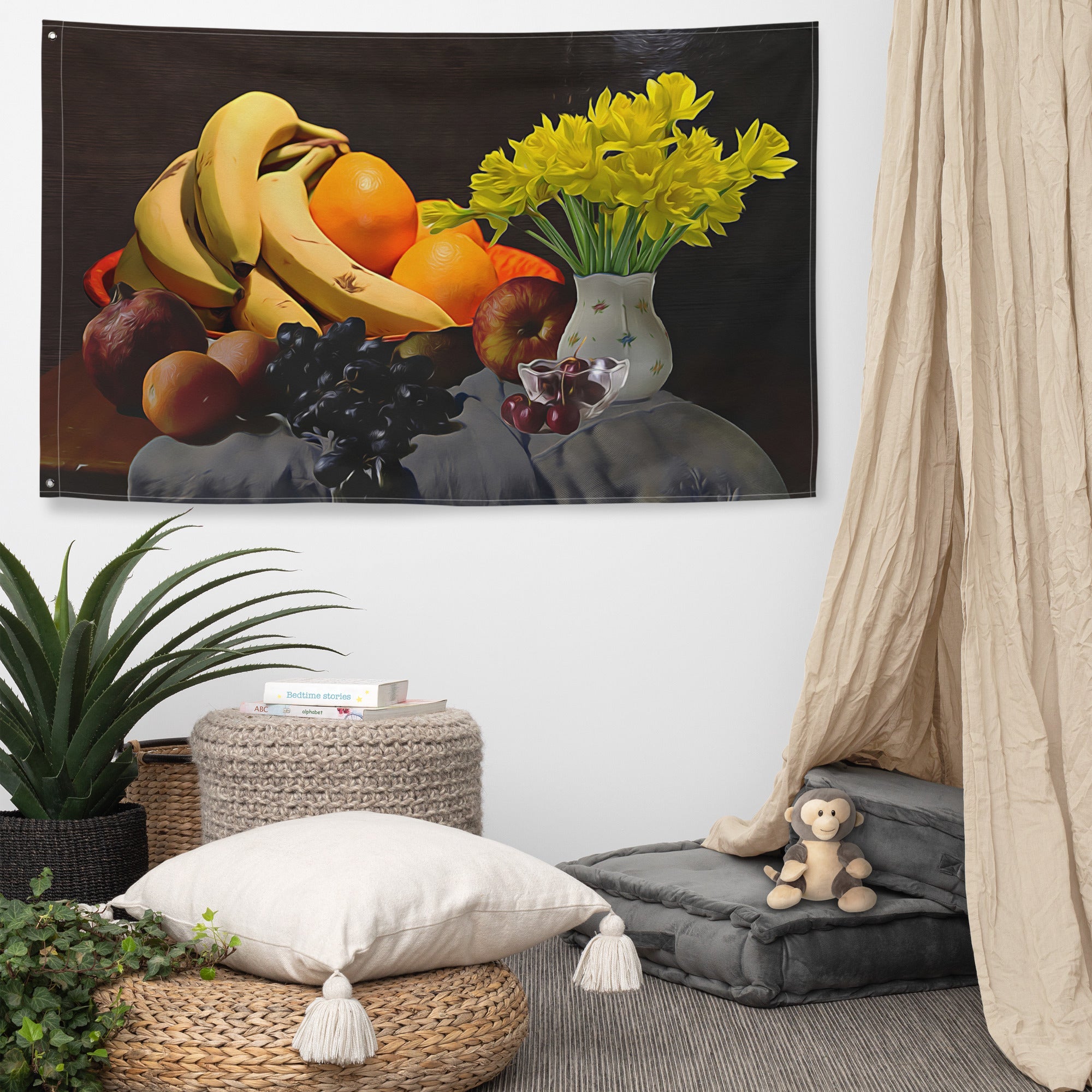 Still Life  Fruits Painting 8 Flag Tapestry-4