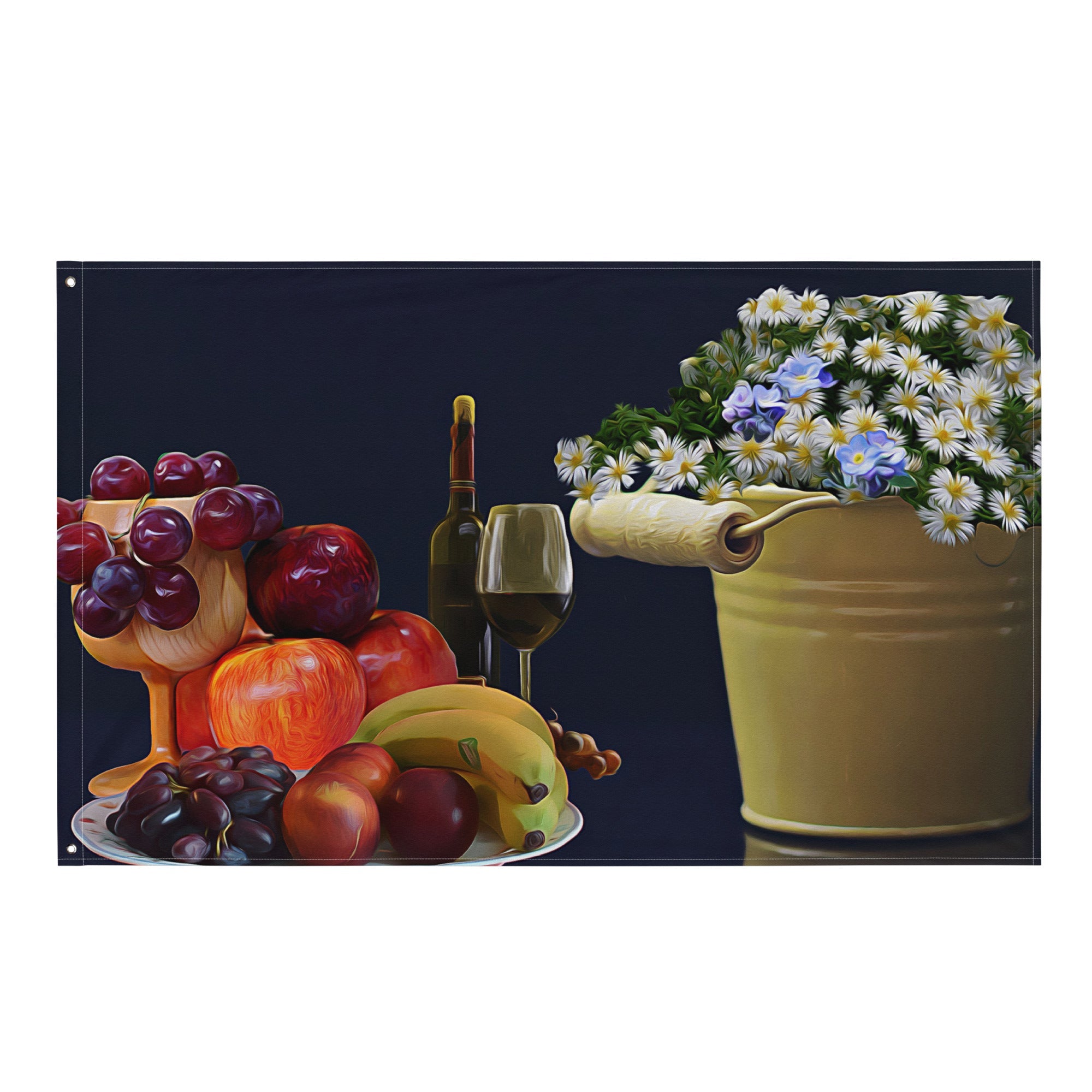 Wine Still Life Painting Flag Tapestry-0