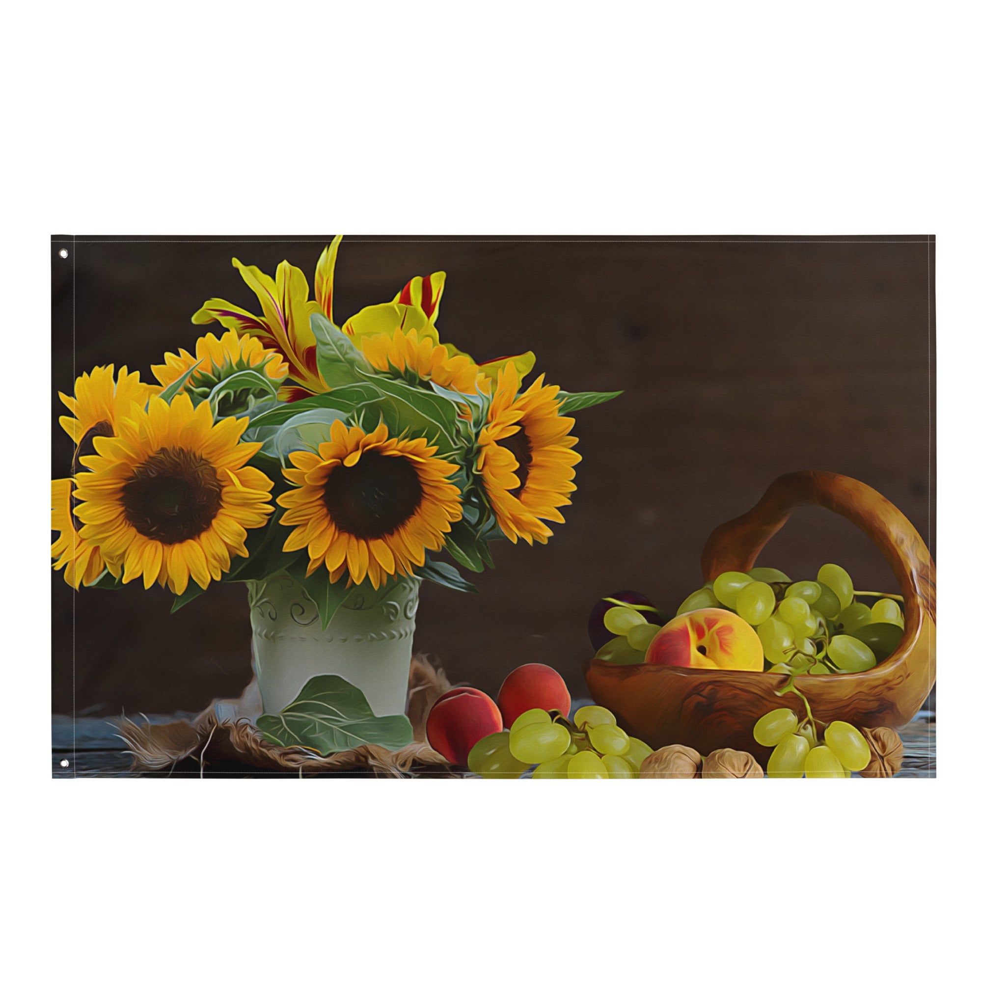 Sunflower Still Life Painting Flag Tapestry-0