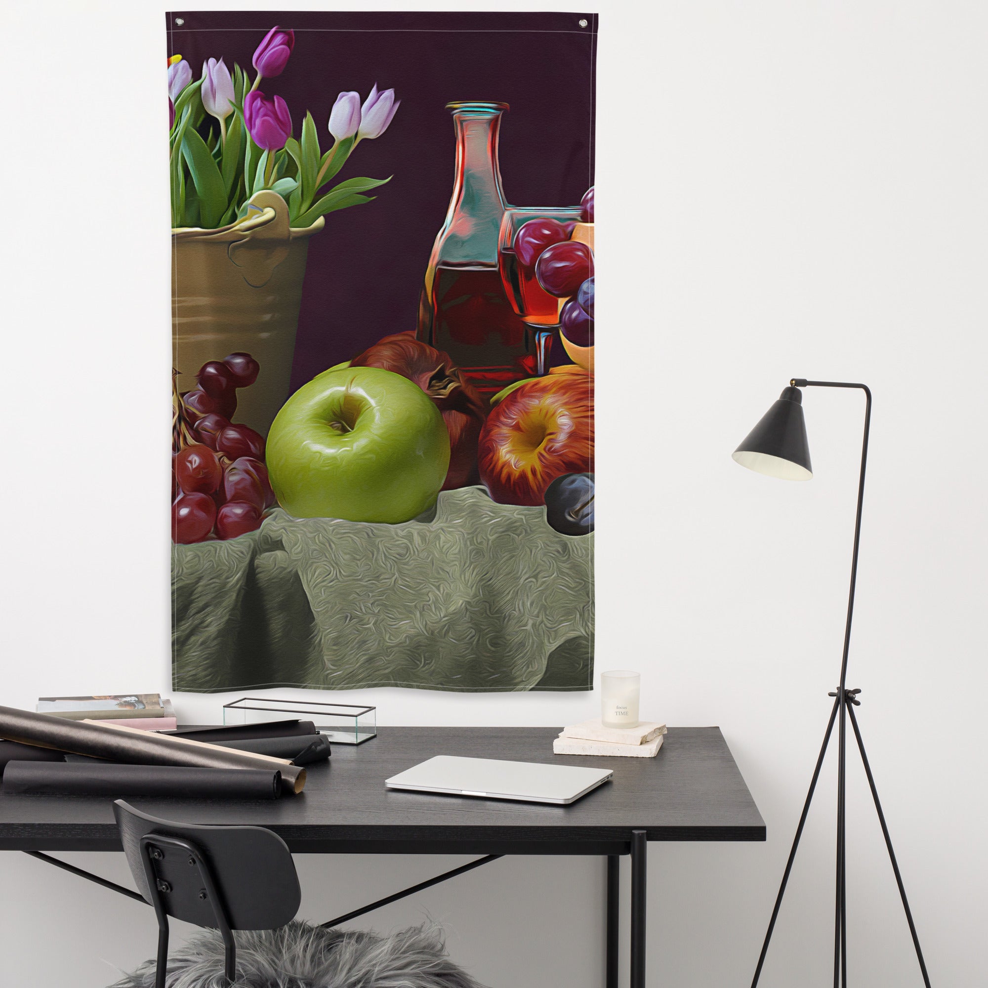 Fruit Still Life Painting Flag Tapestry-3
