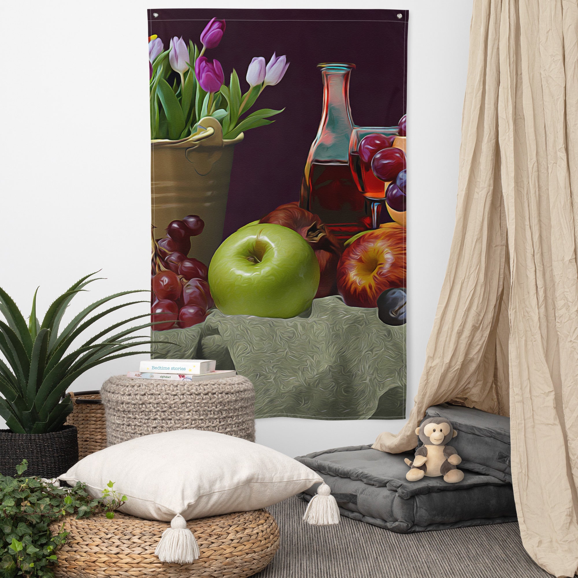 Fruit Still Life Painting Flag Tapestry-4