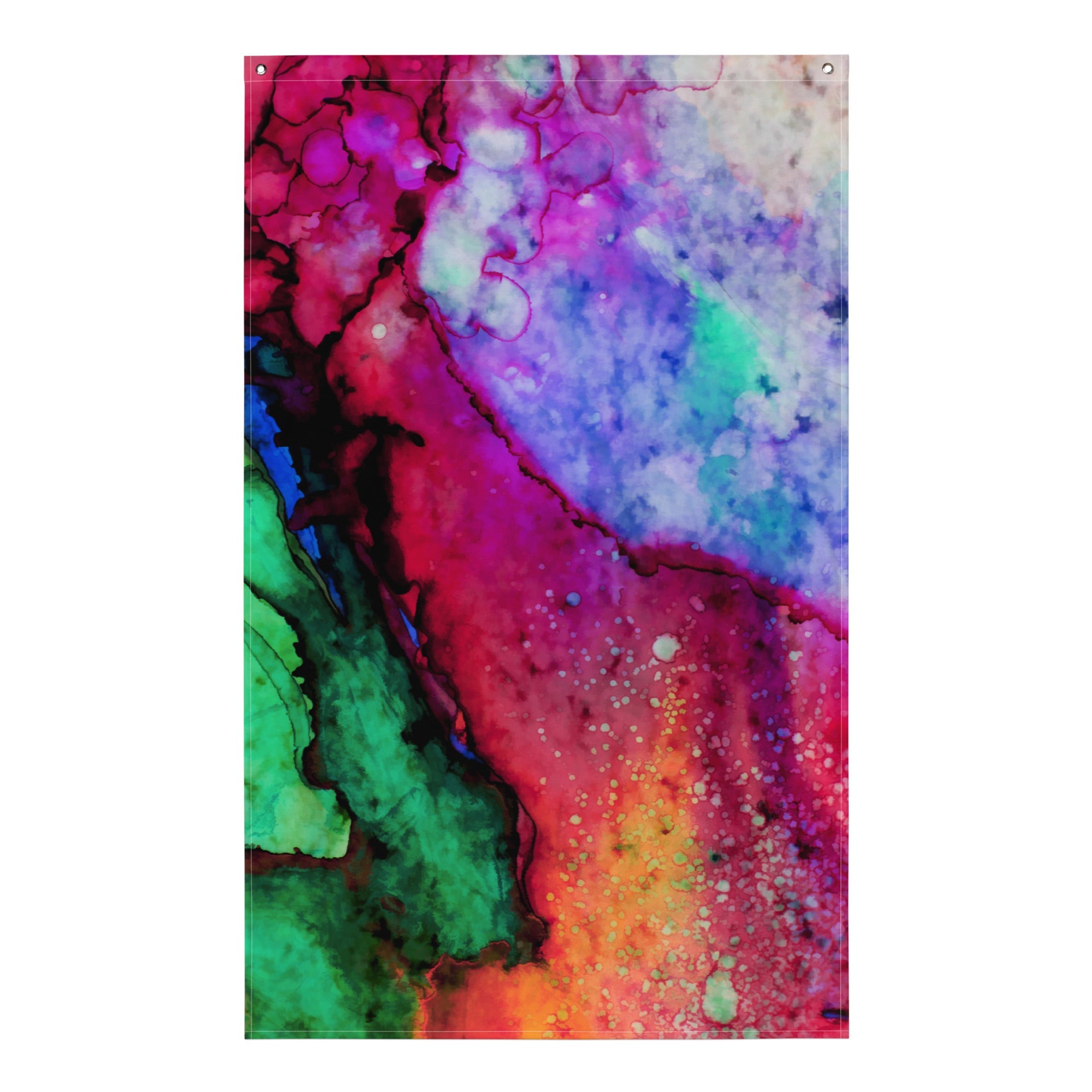 Red Blue  Green Abstract Painting Flag Tapestry-0