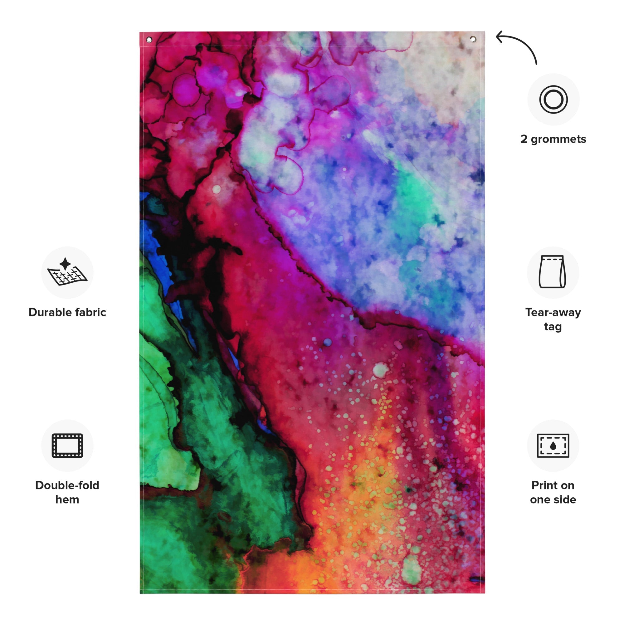 Red Blue  Green Abstract Painting Flag Tapestry-1