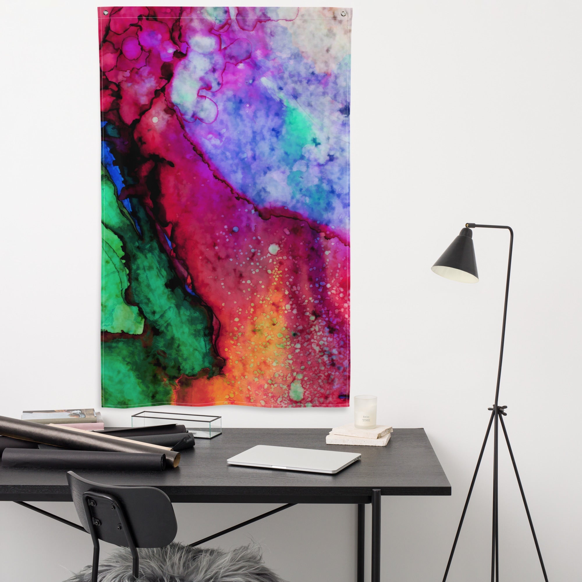 Red Blue  Green Abstract Painting Flag Tapestry-3