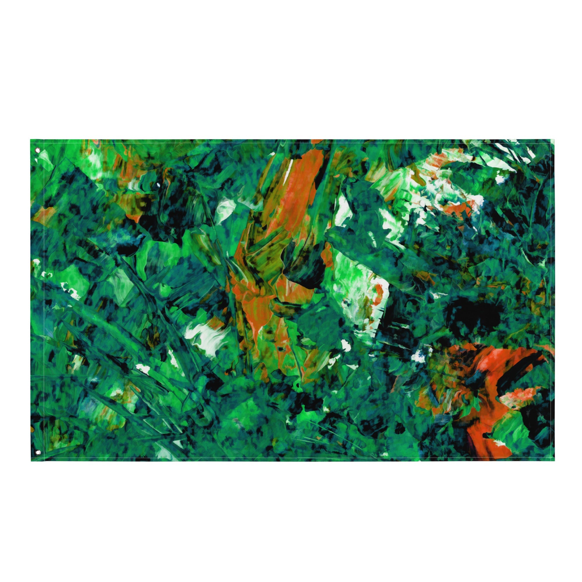 Abstract Green Painting Flag Tapestry-0