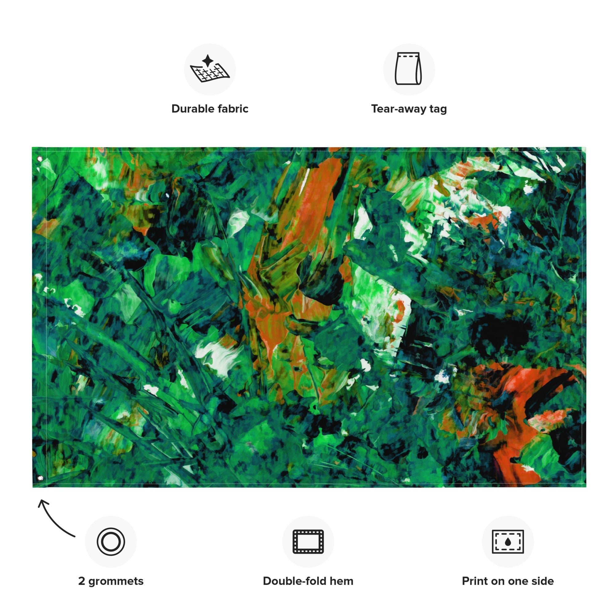 Abstract Green Painting Flag Tapestry-1