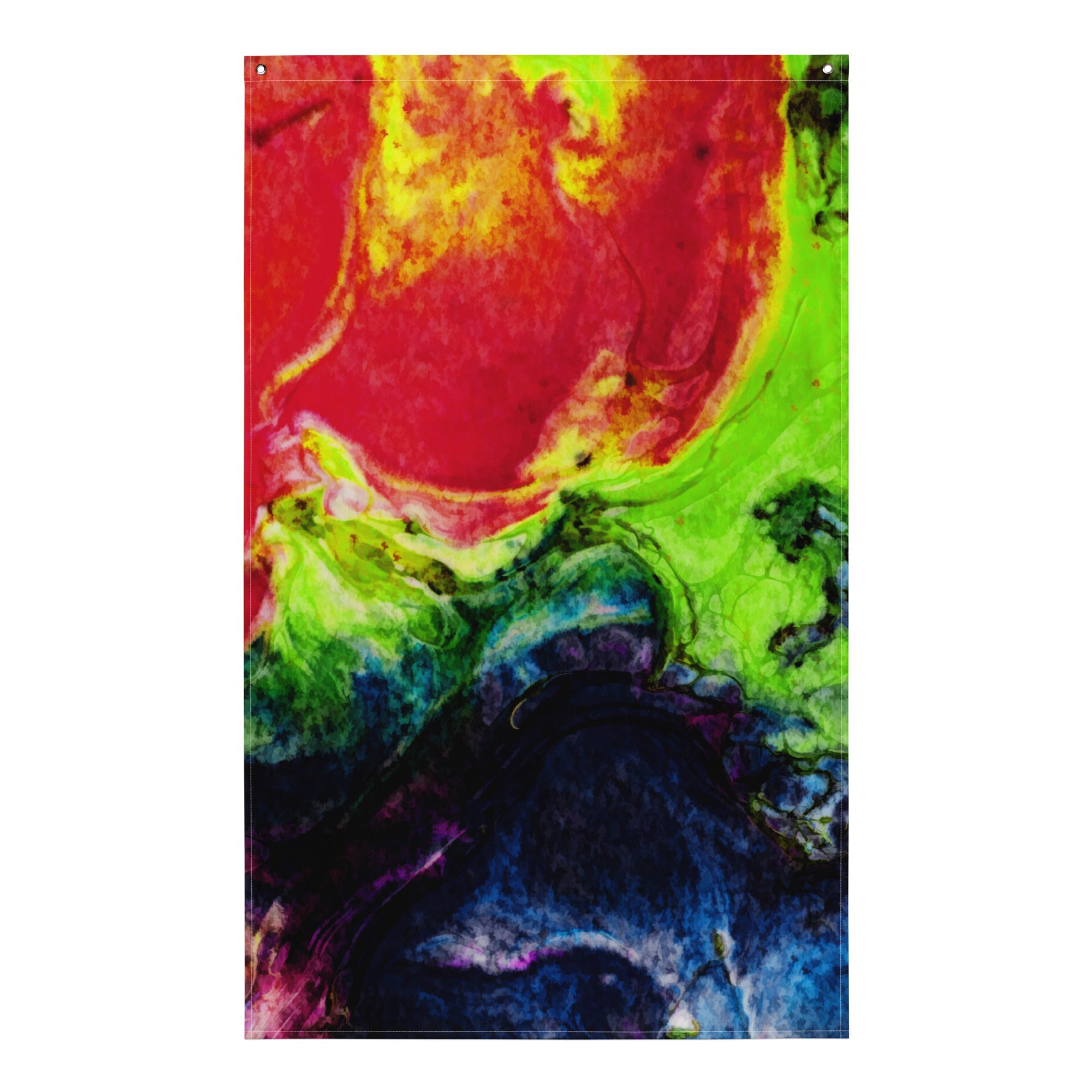 Green Red Abstract Painting Flag Tapestry-0
