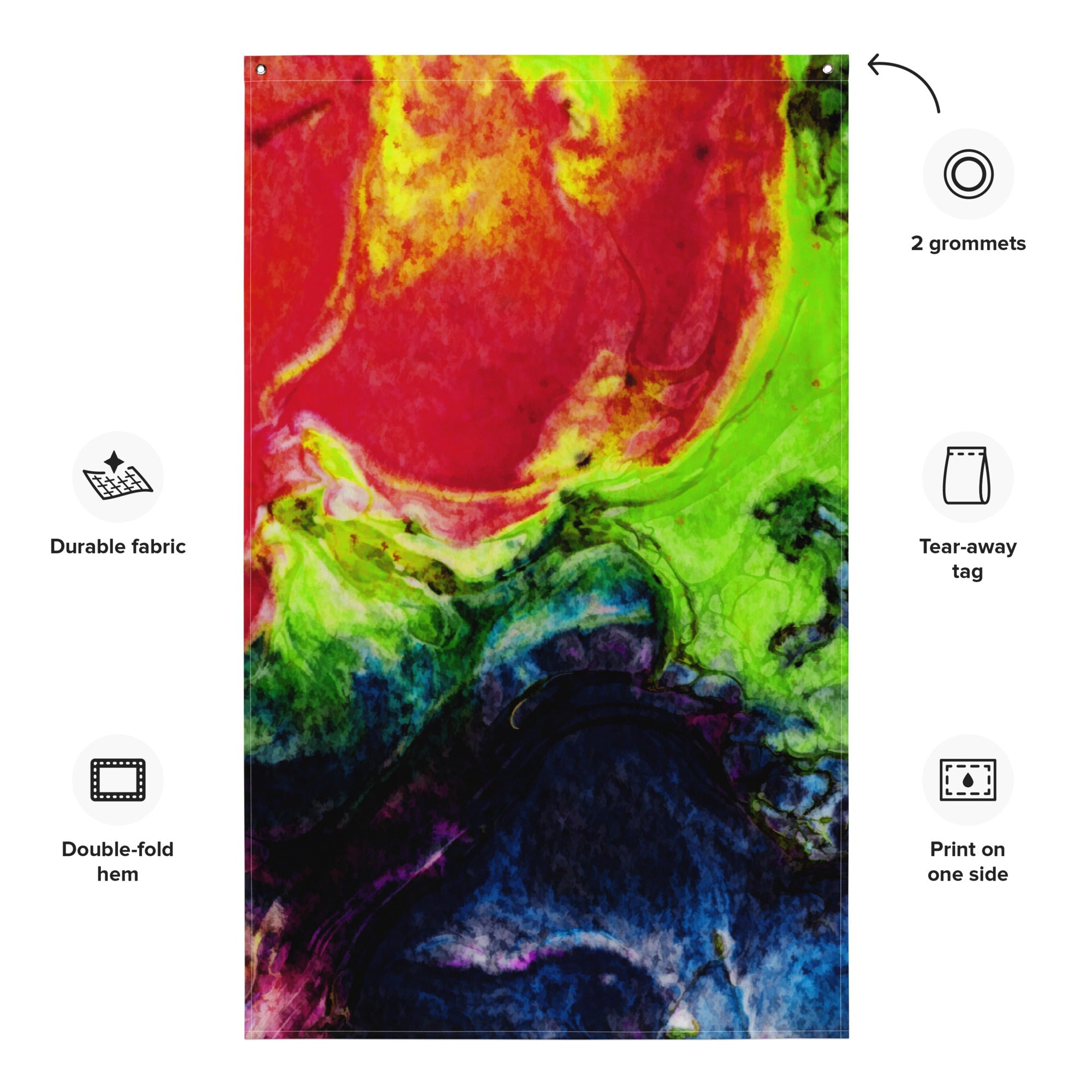 Green Red Abstract Painting Flag Tapestry-1