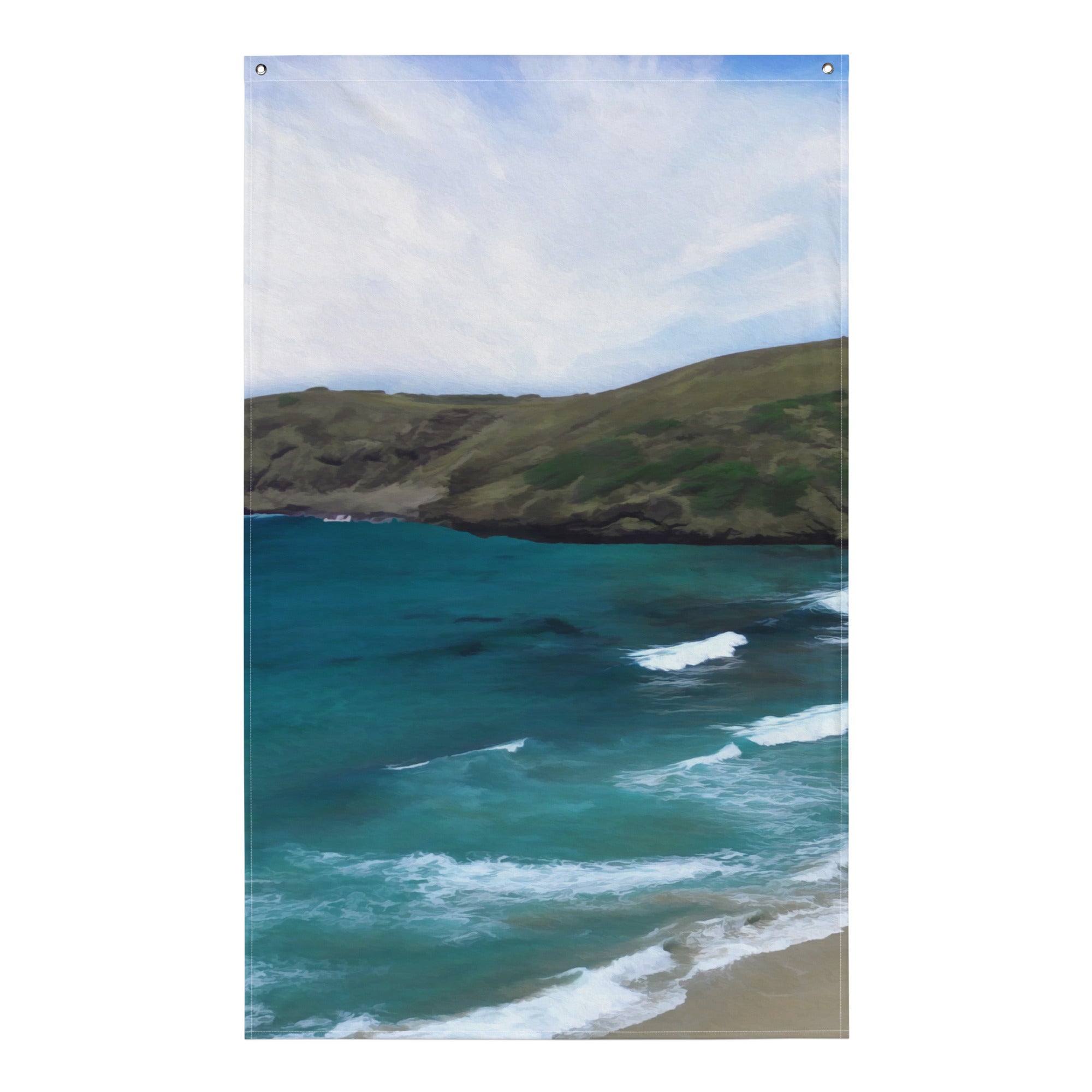 Burleigh Beach  Gold Coast   Painting Flag Tapestry-0