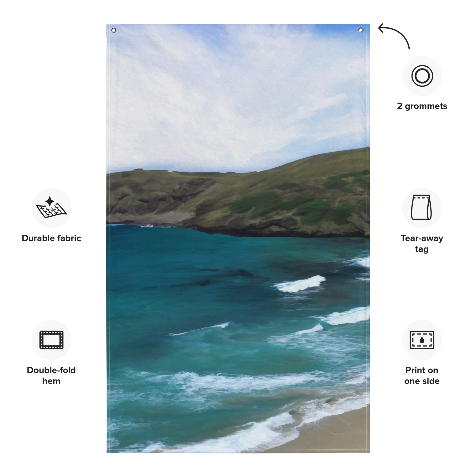 Burleigh Beach  Gold Coast   Painting Flag Tapestry-1