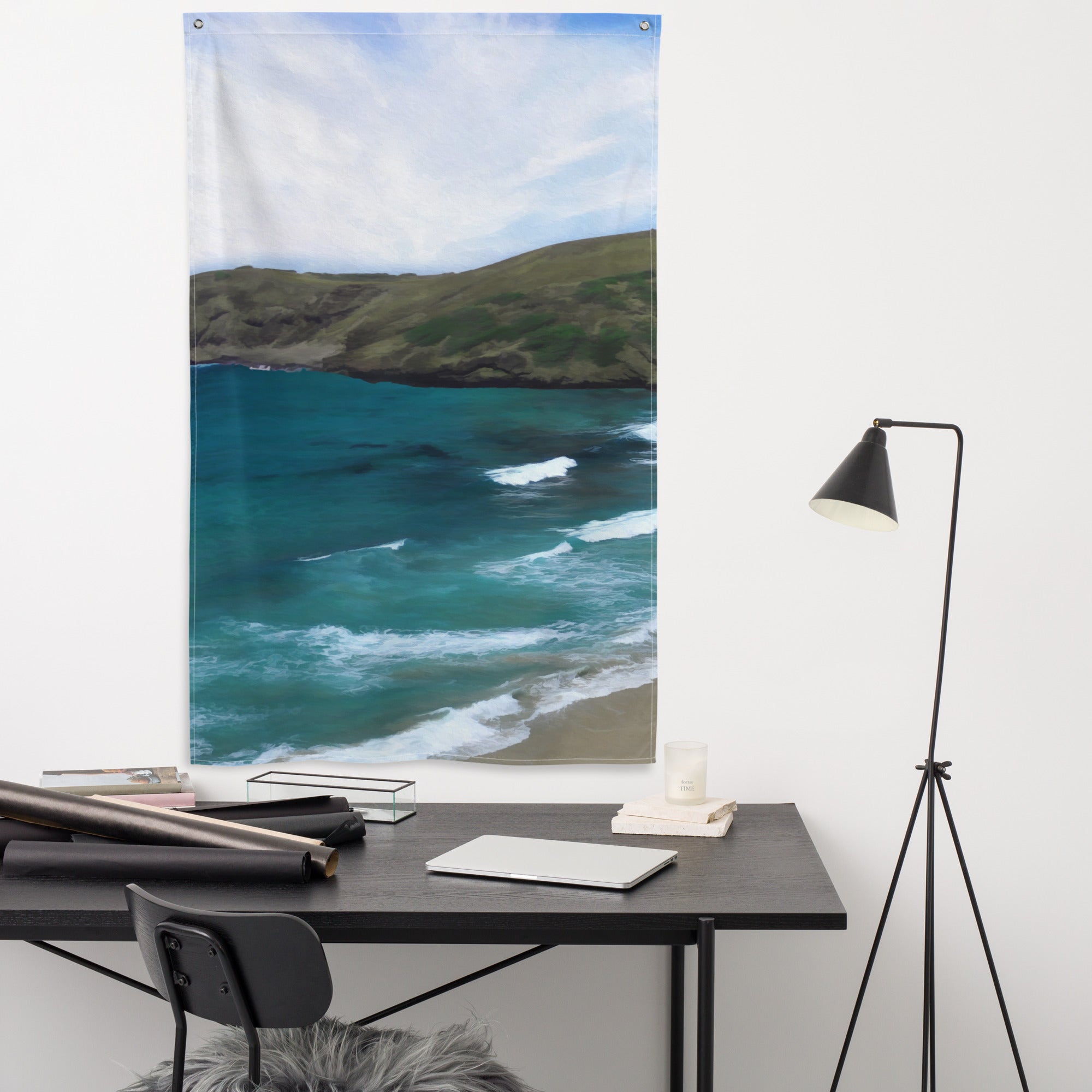 Burleigh Beach  Gold Coast   Painting Flag Tapestry-3