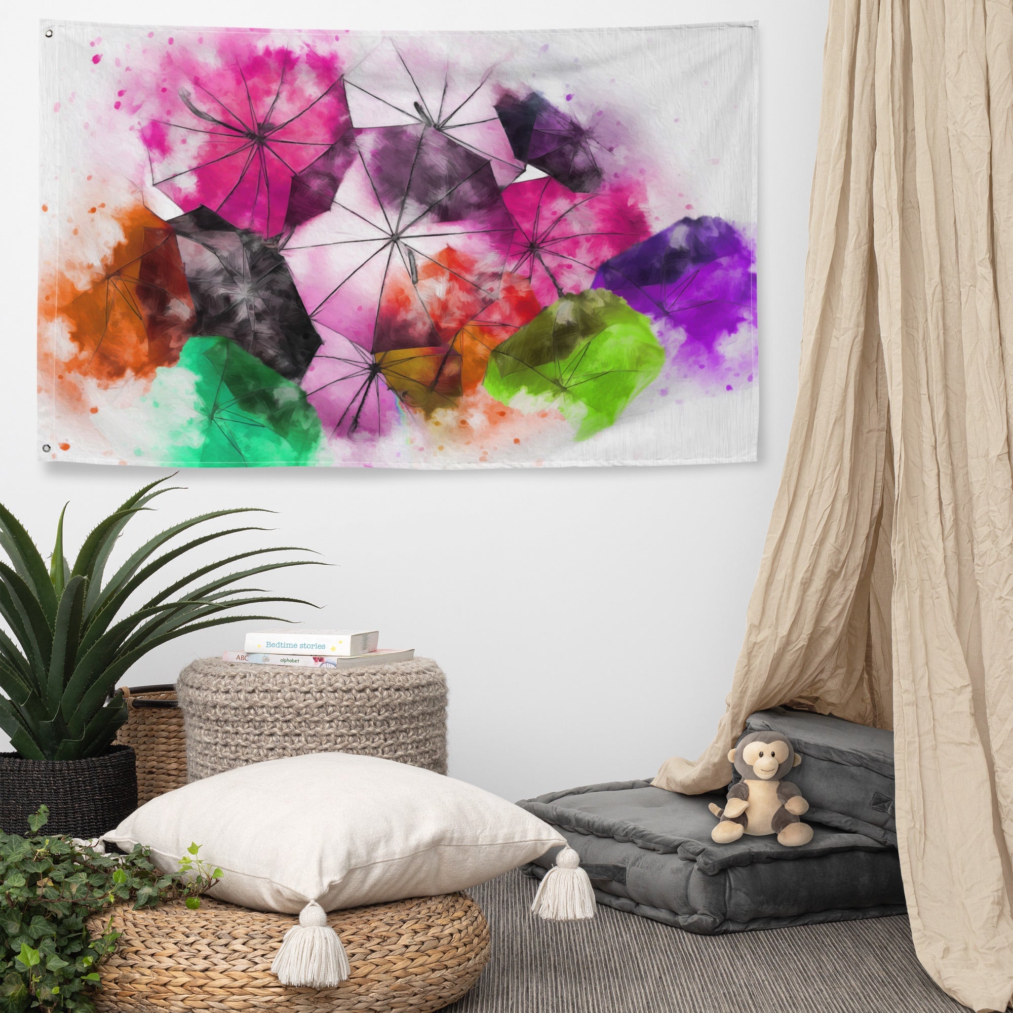 Umbrella Abstract Painting Flag Tapestry-4