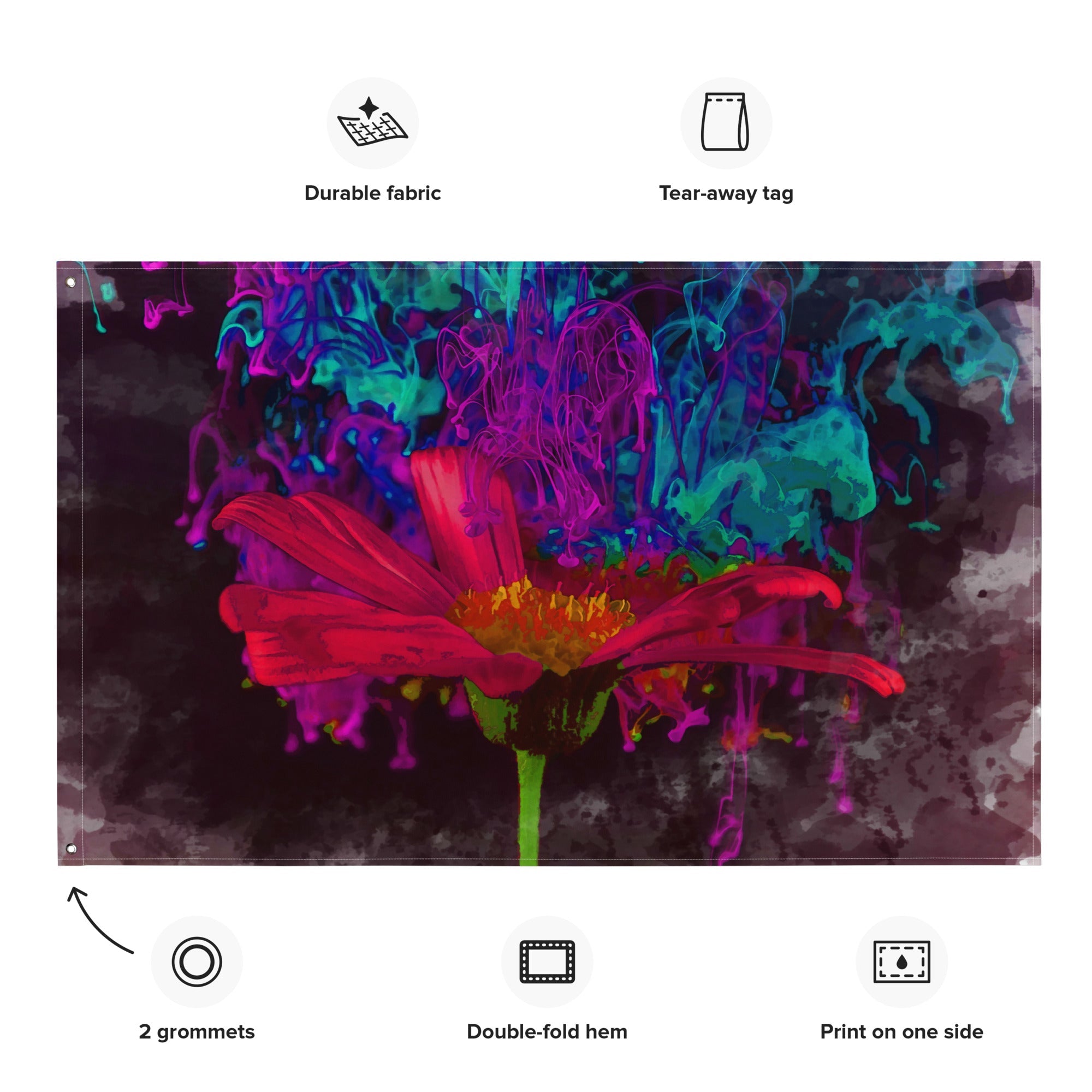 Modern Art  Abstract  Flower Painting Flag Tapestry-1