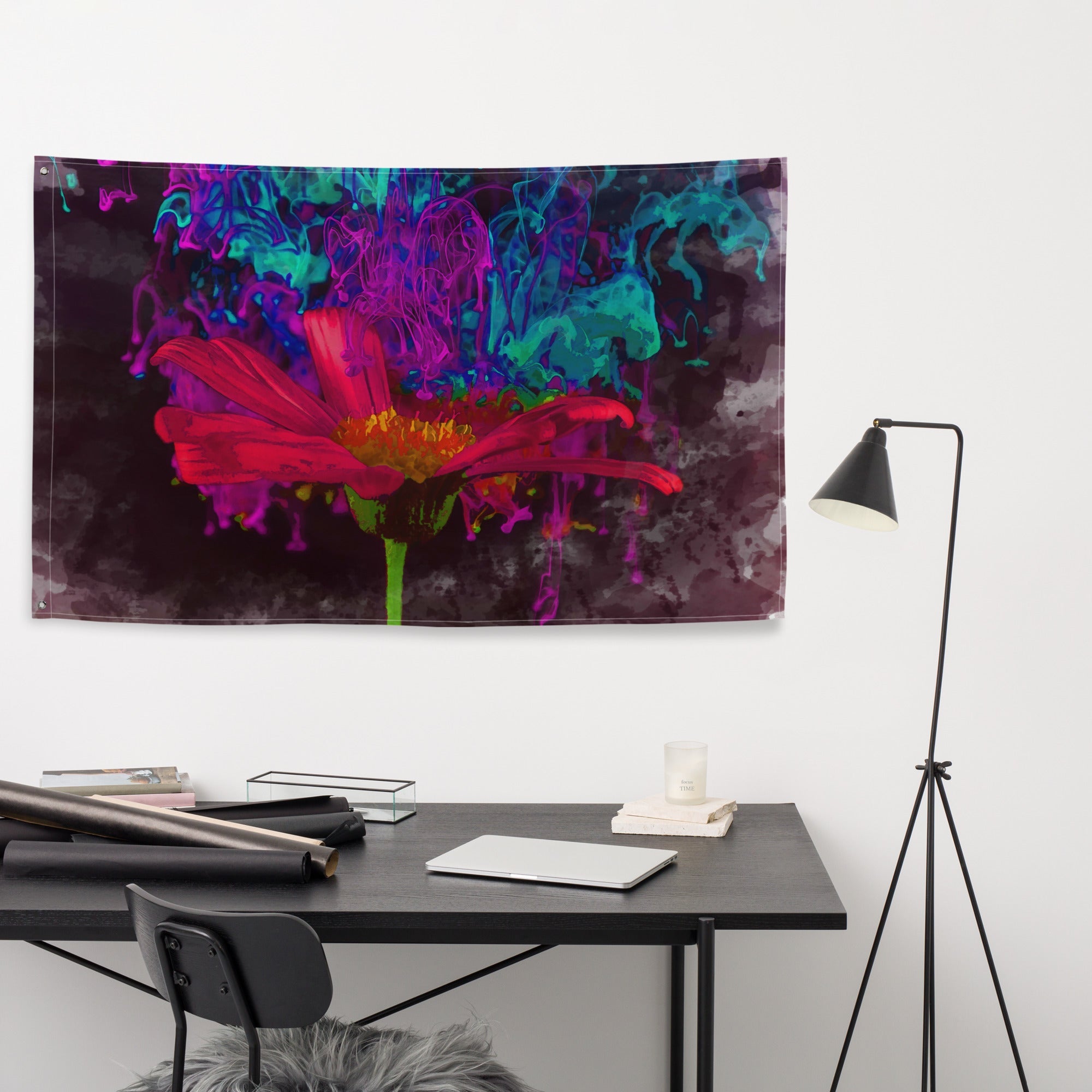 Modern Art  Abstract  Flower Painting Flag Tapestry-3