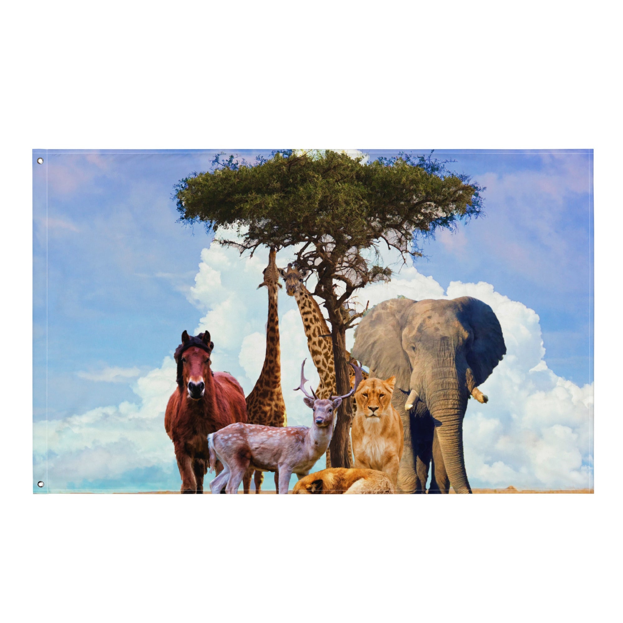 Animal Group Painting Flag Tapestry-0