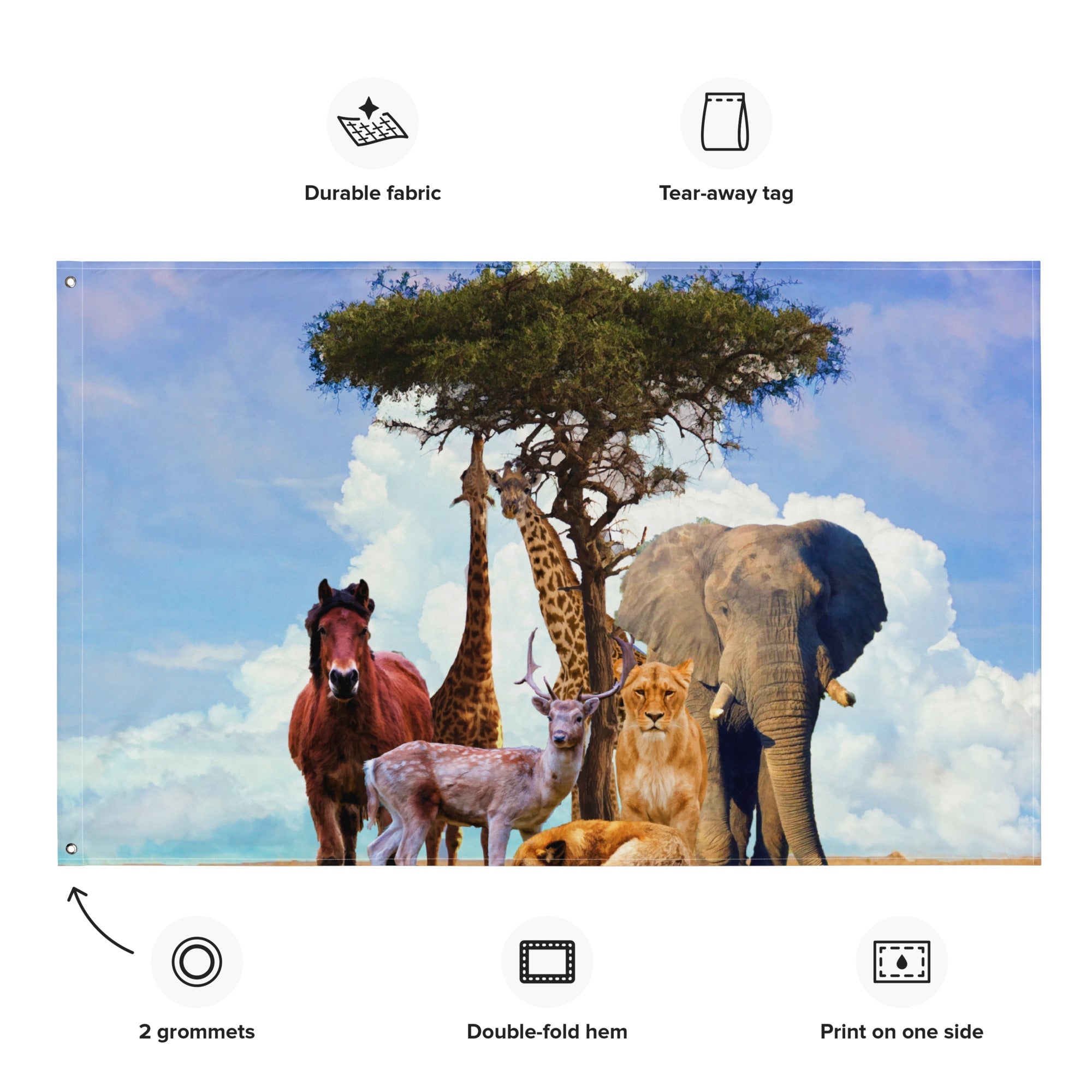 Animal Group Painting Flag Tapestry-1