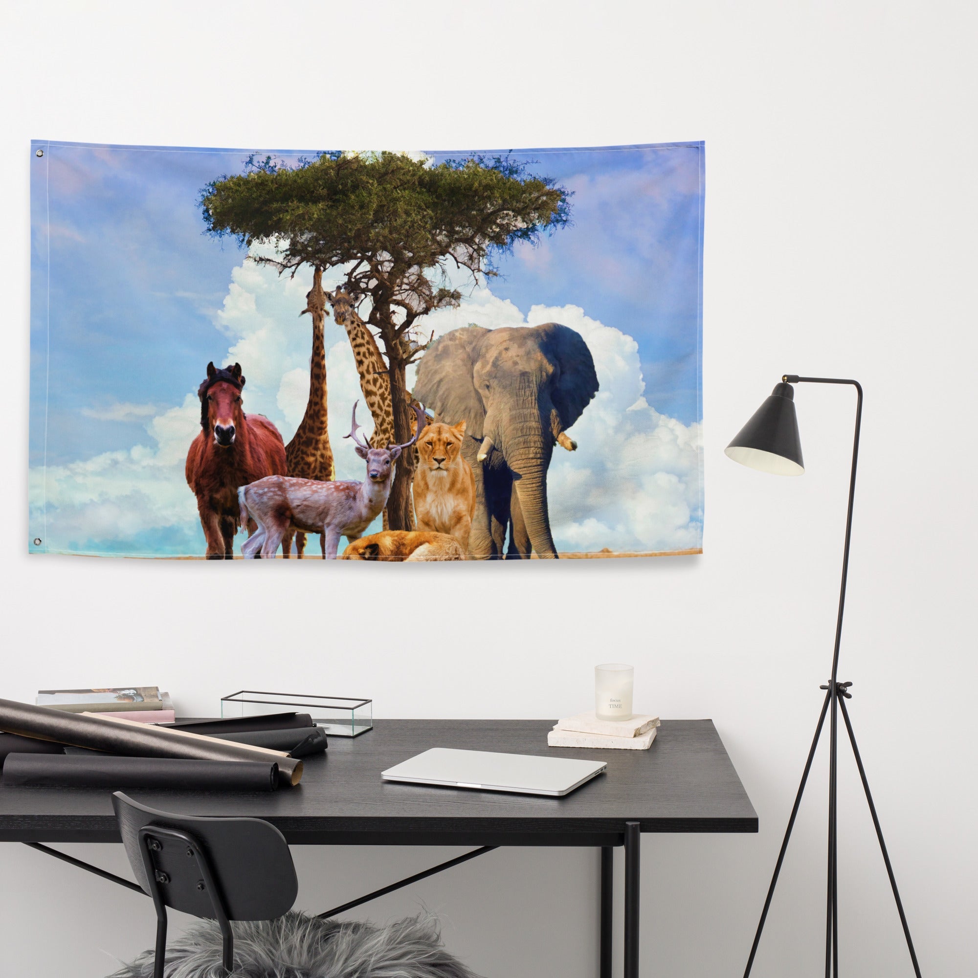 Animal Group Painting Flag Tapestry-3