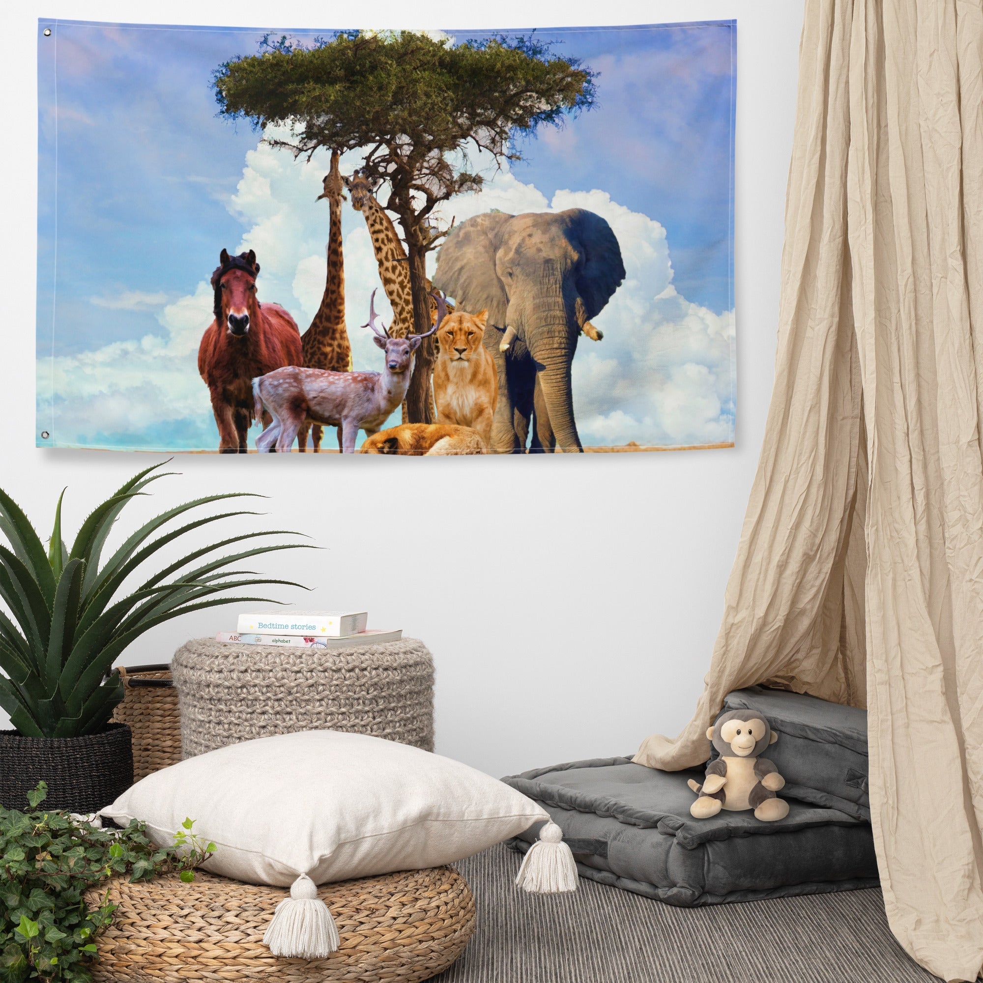 Animal Group Painting Flag Tapestry-4