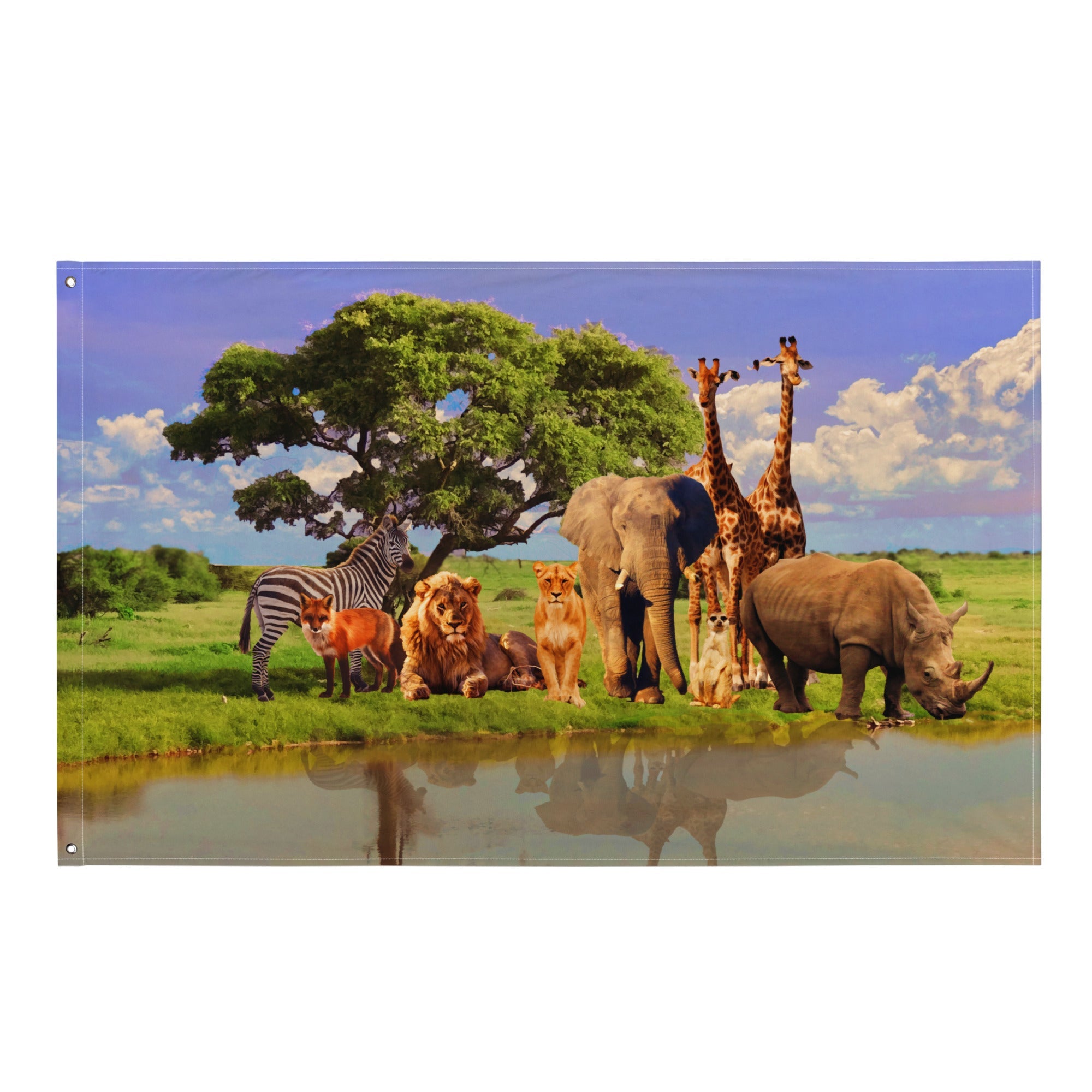 Animal Group Tree Painting Flag Tapestry-0