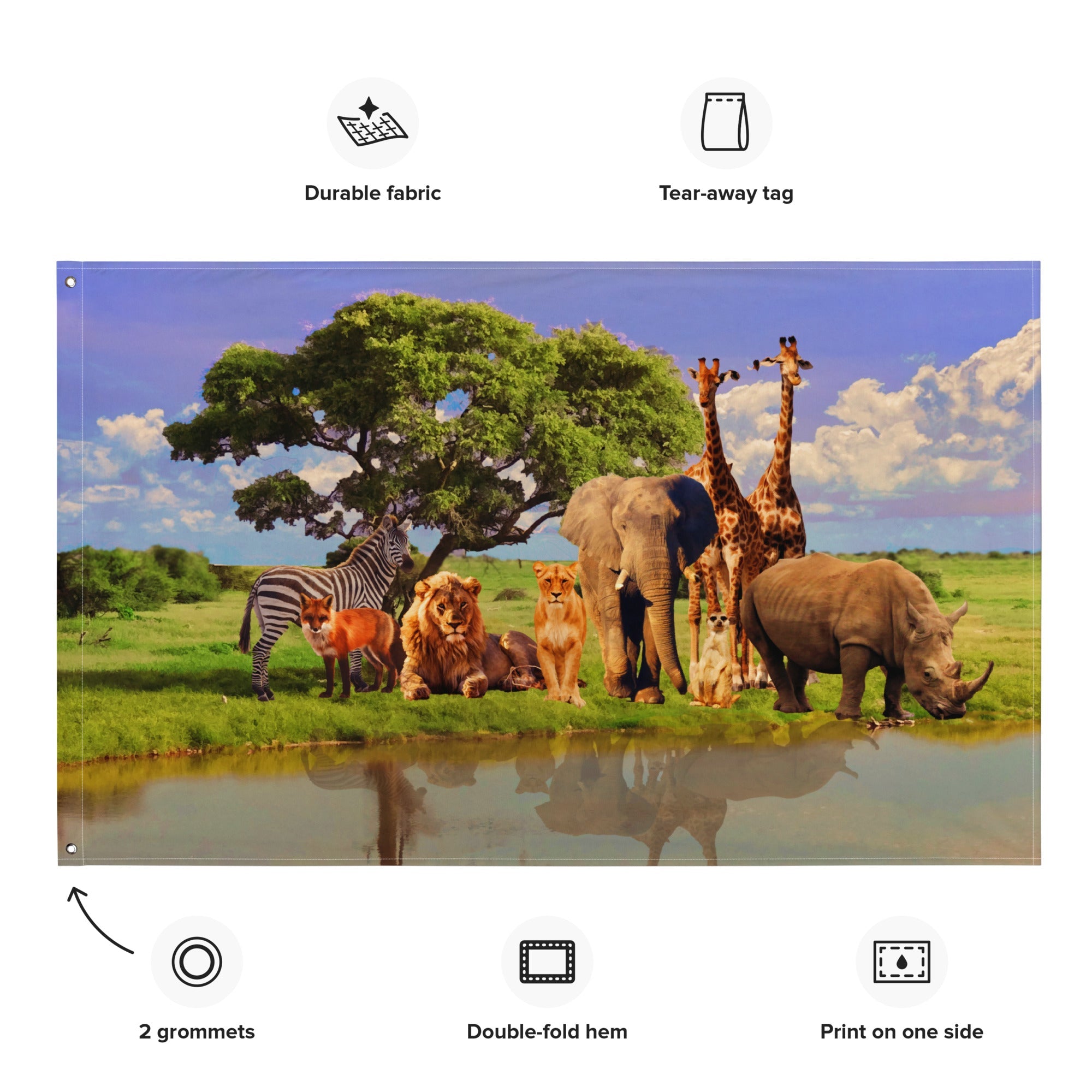 Animal Group Tree Painting Flag Tapestry-1