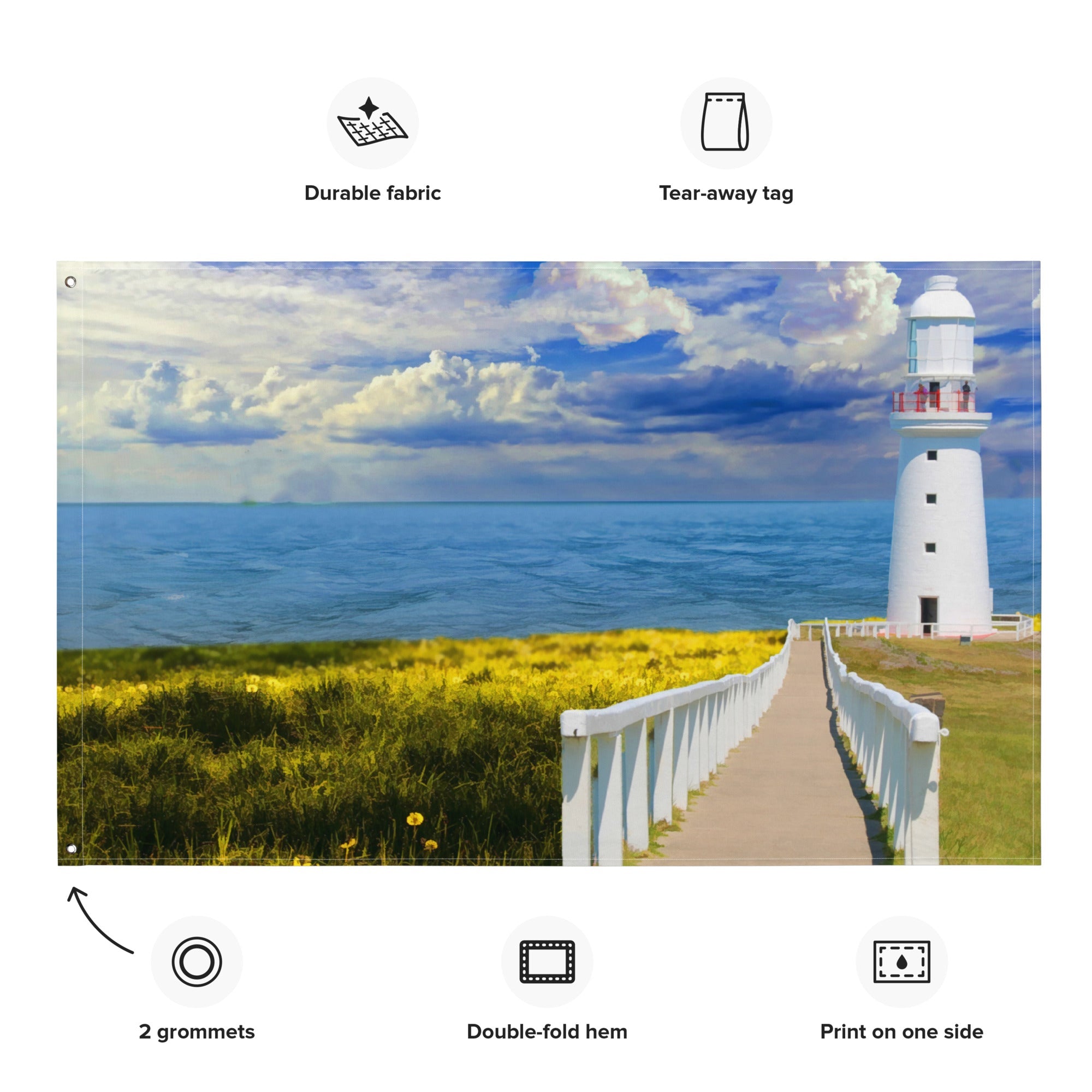 Pathway to lighthouse Painting 3 Flag Tapestry-1