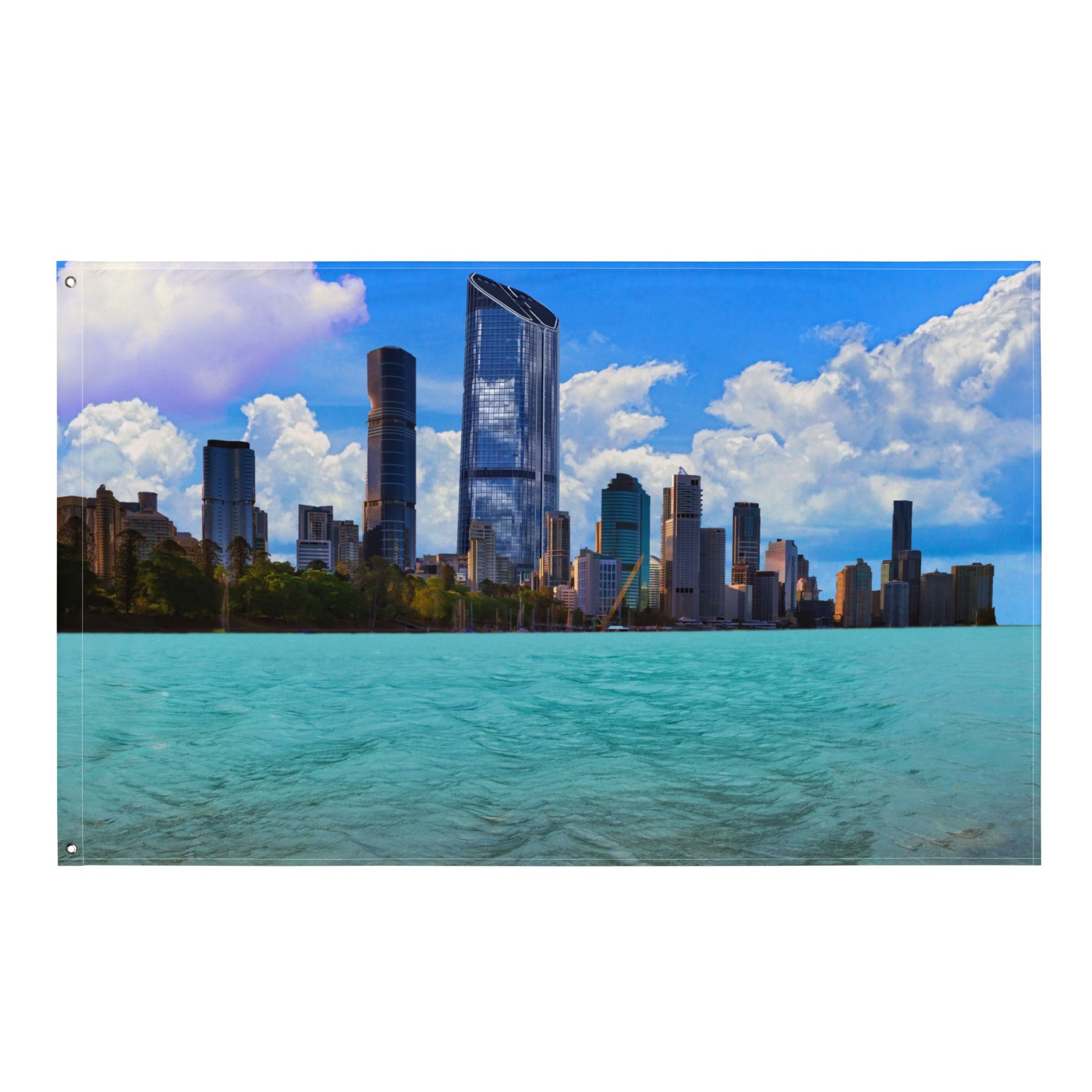 Brisbane Riverside Painting Flag Tapestry-0