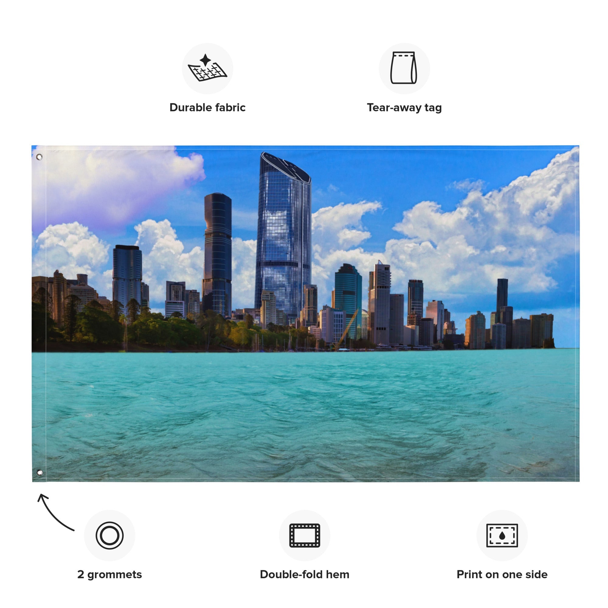 Brisbane Riverside Painting Flag Tapestry-1