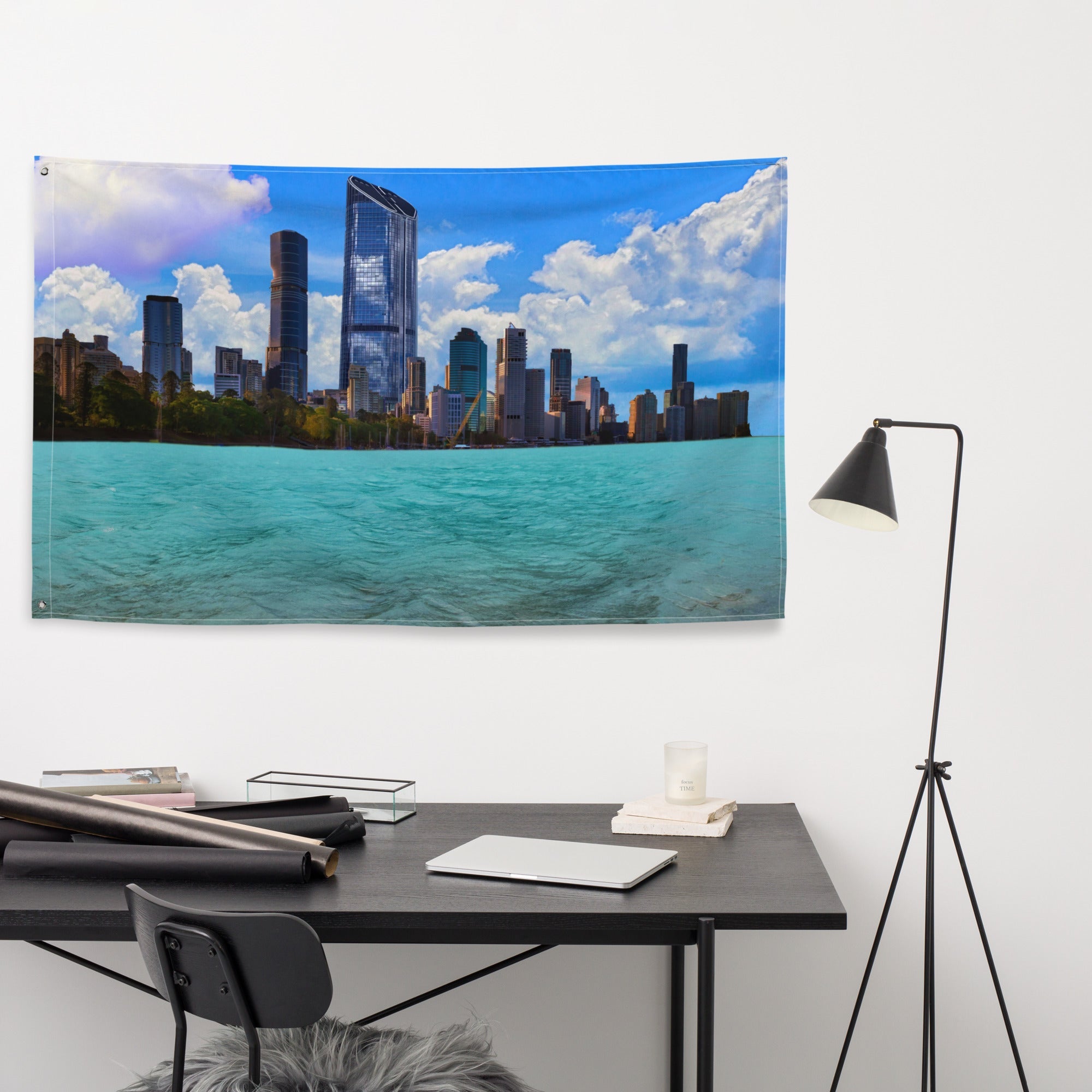 Brisbane Riverside Painting Flag Tapestry-3