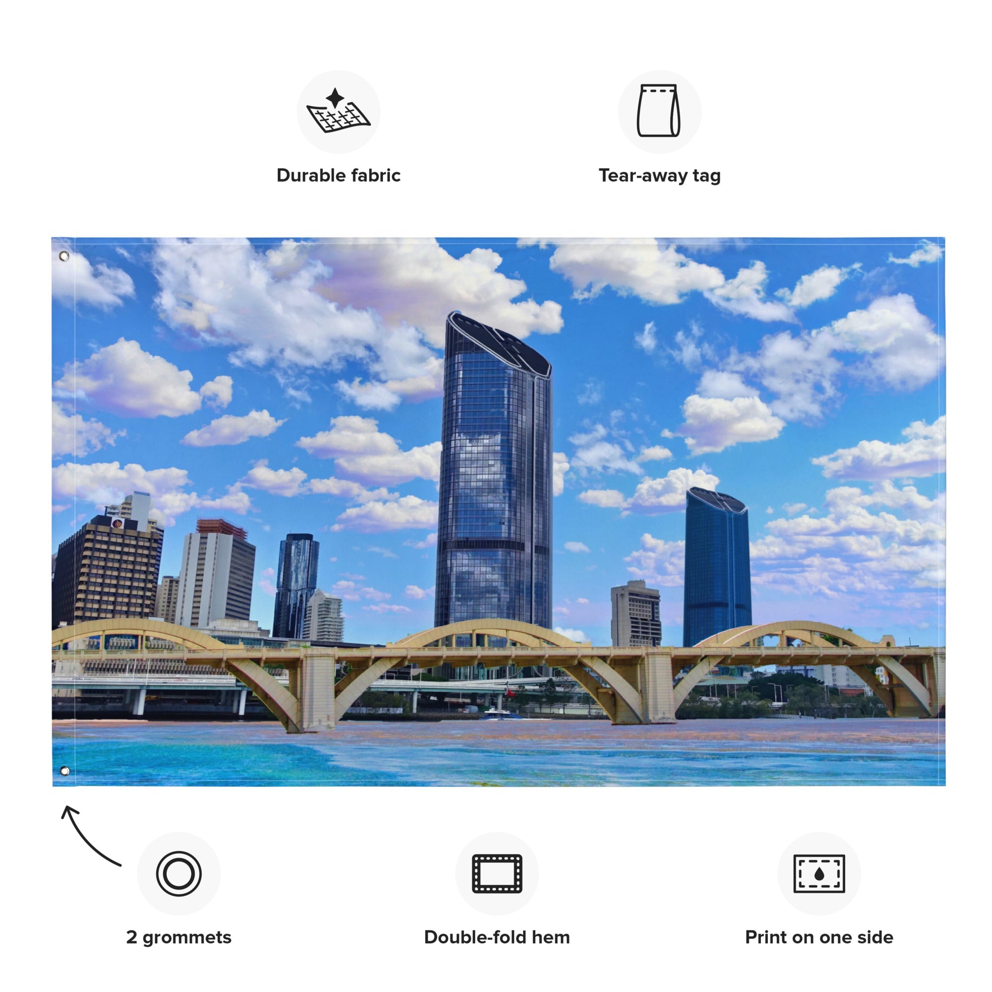 Brisbane River Bridge Painting Flag Tapestry-1