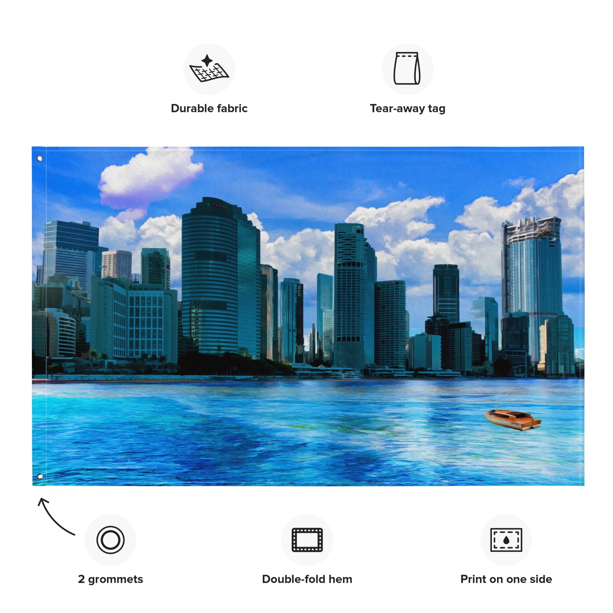 Brisbane  River side  Painting Flag Tapestry-1