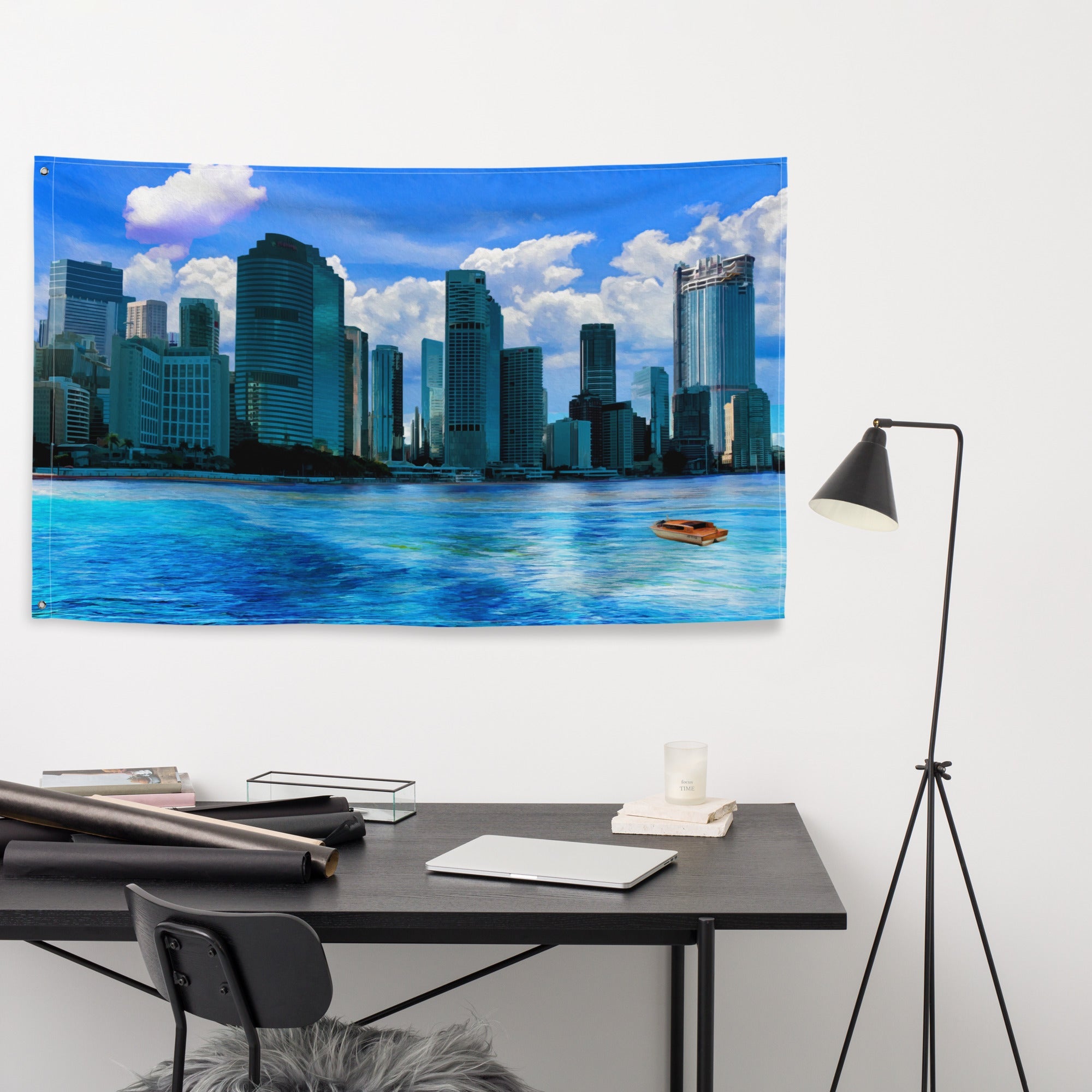 Brisbane  River side  Painting Flag Tapestry-3