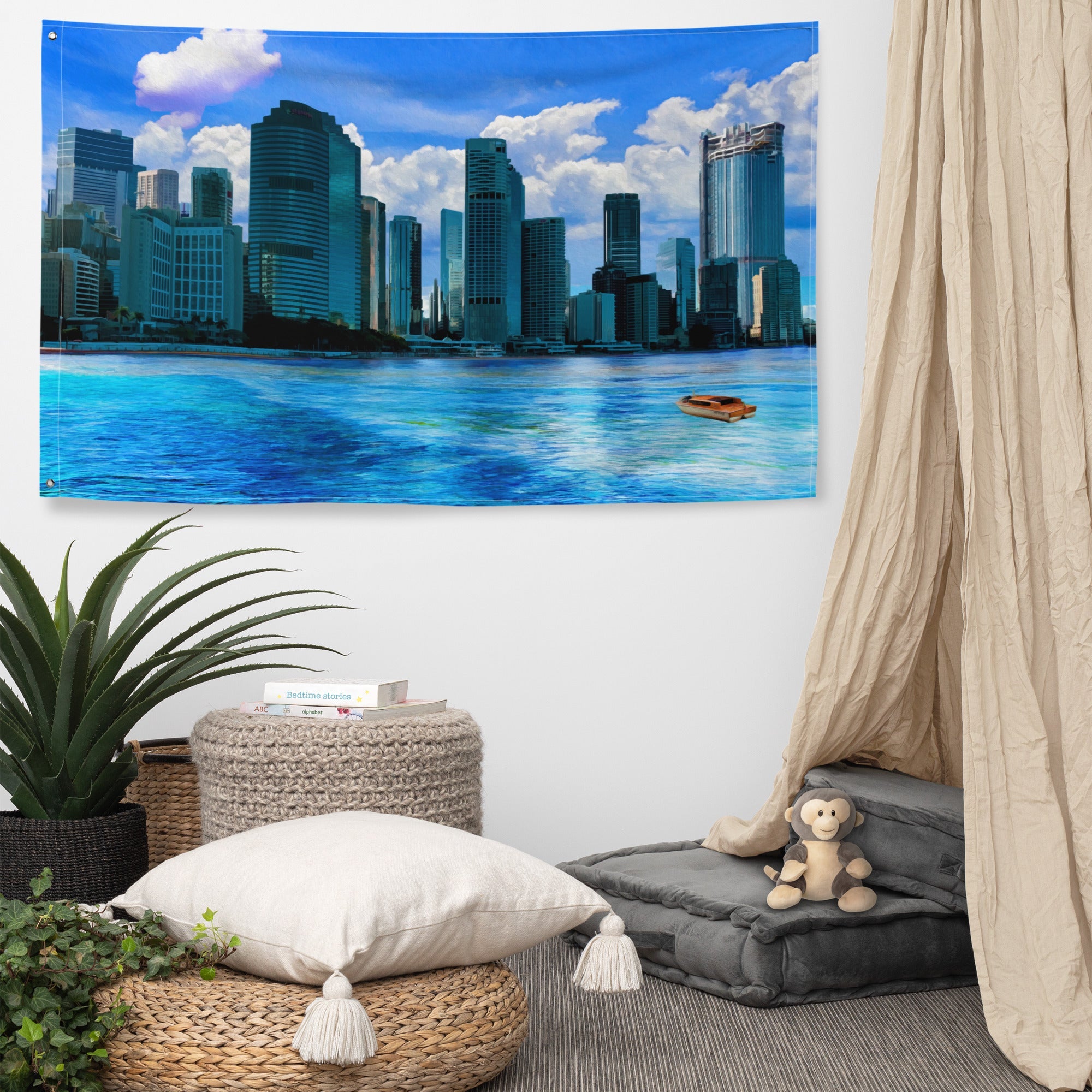 Brisbane  River side  Painting Flag Tapestry-4