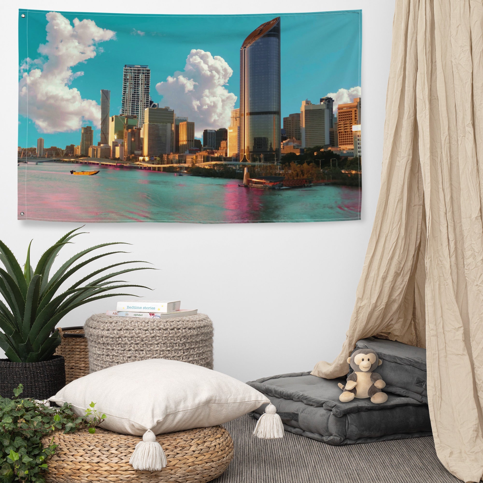 Brisbane Brisbane  River Side  Art  Painting  Flag Tapestry-4
