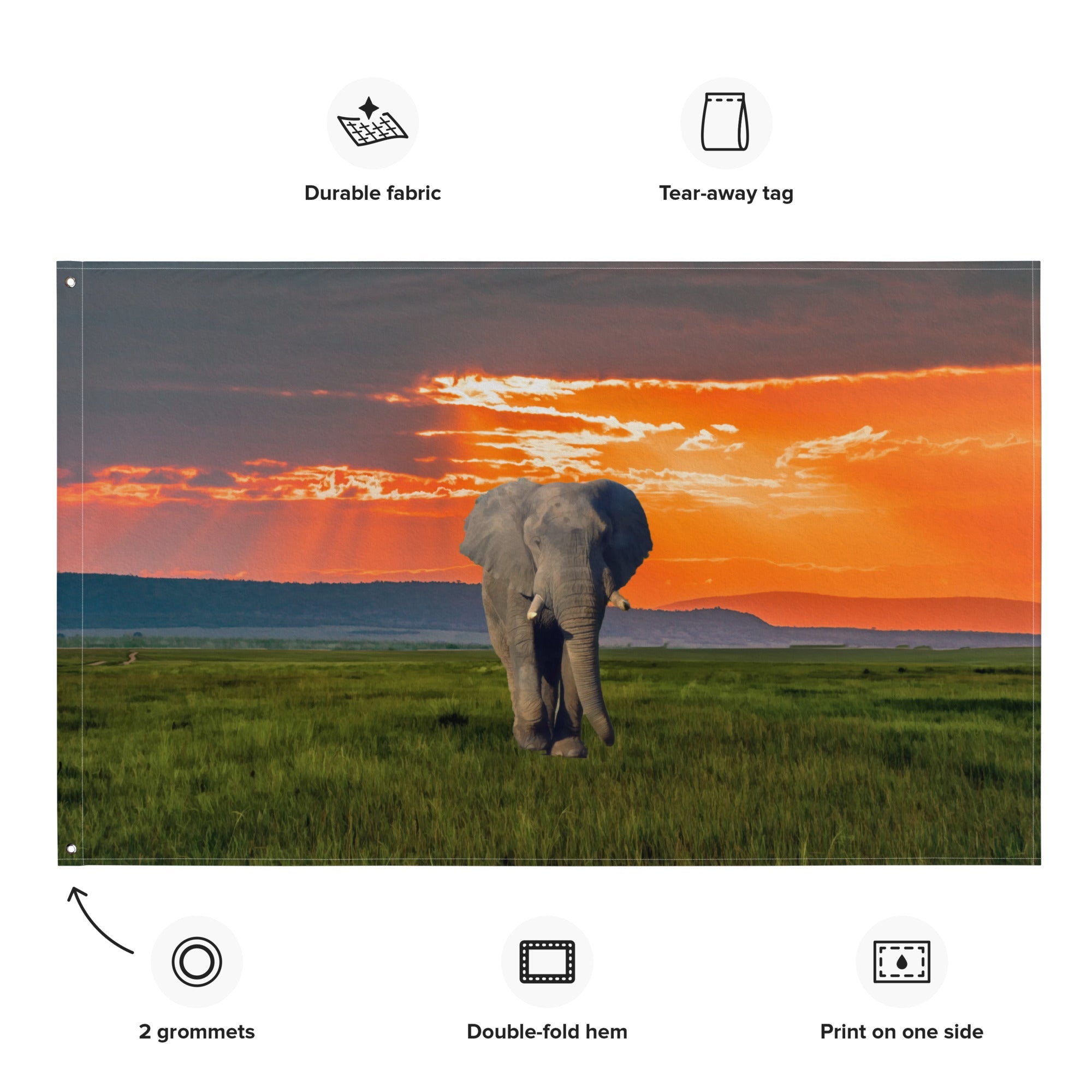 Elephant Art Painting Flag Tapestry-1