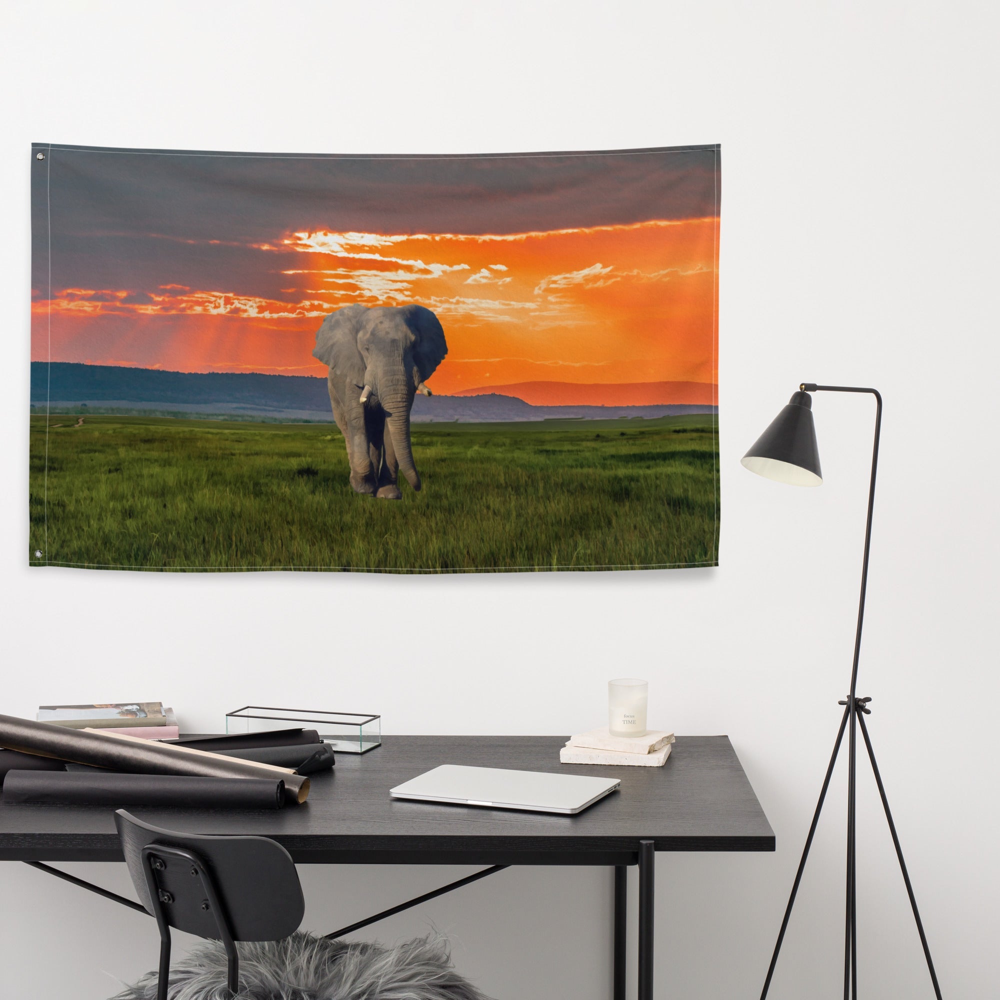 Elephant Art Painting Flag Tapestry-3