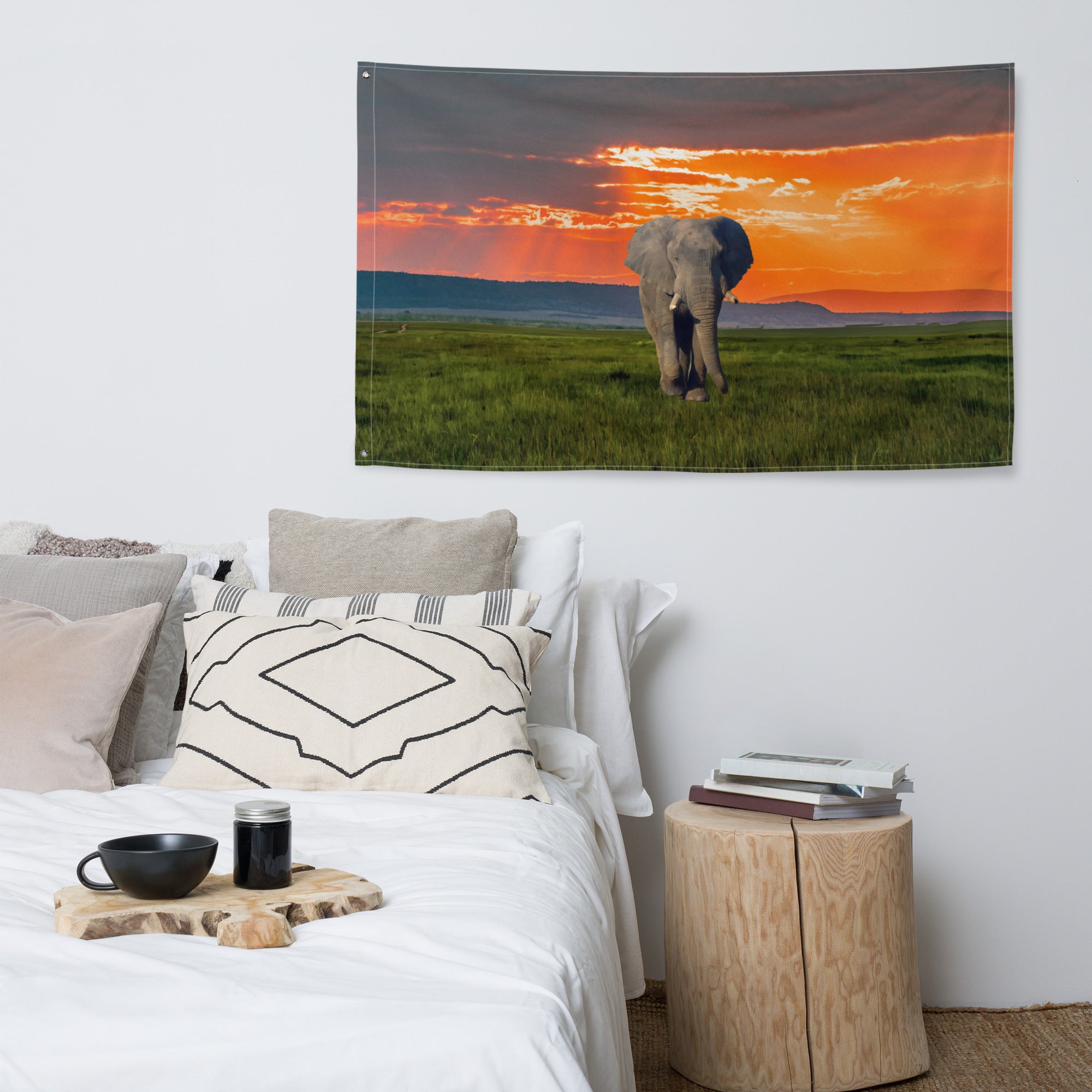 Elephant Art Painting Flag Tapestry-4