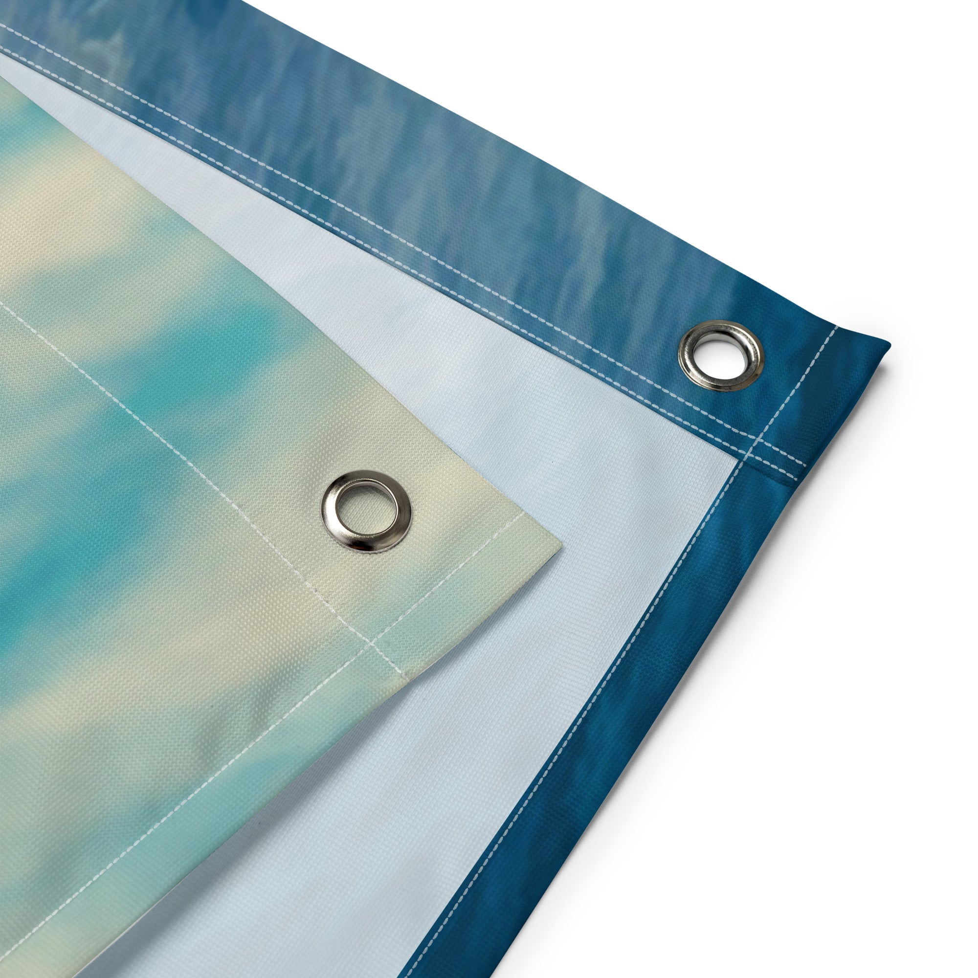 Santorini Beach Painting Flag Tapestry-2