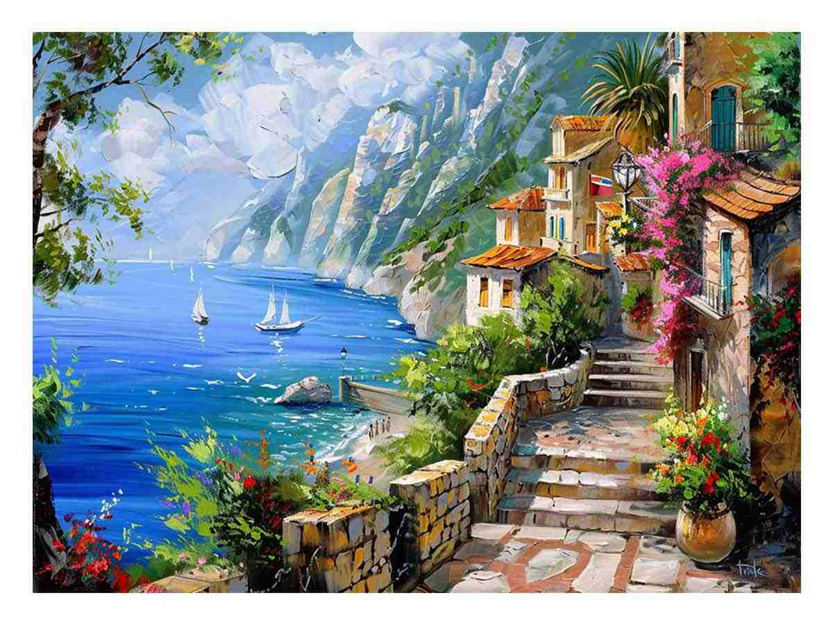 Mediterranean Landscape Canvas Art Print-0