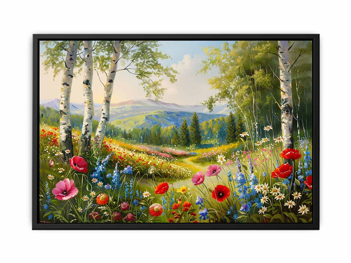 Landscape  wild flowers Canvas painting Print-4