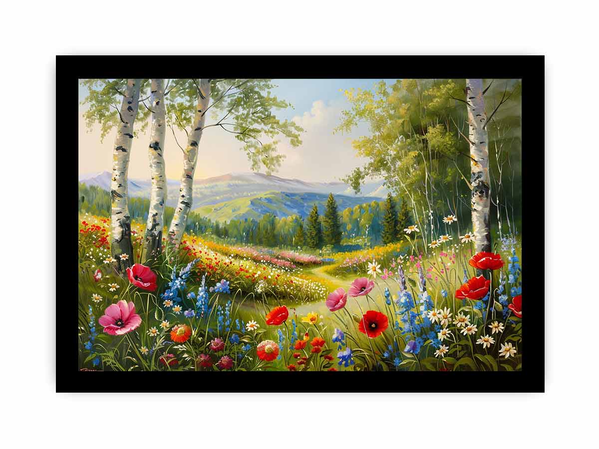 Landscape  wild flowers Canvas painting Print-7