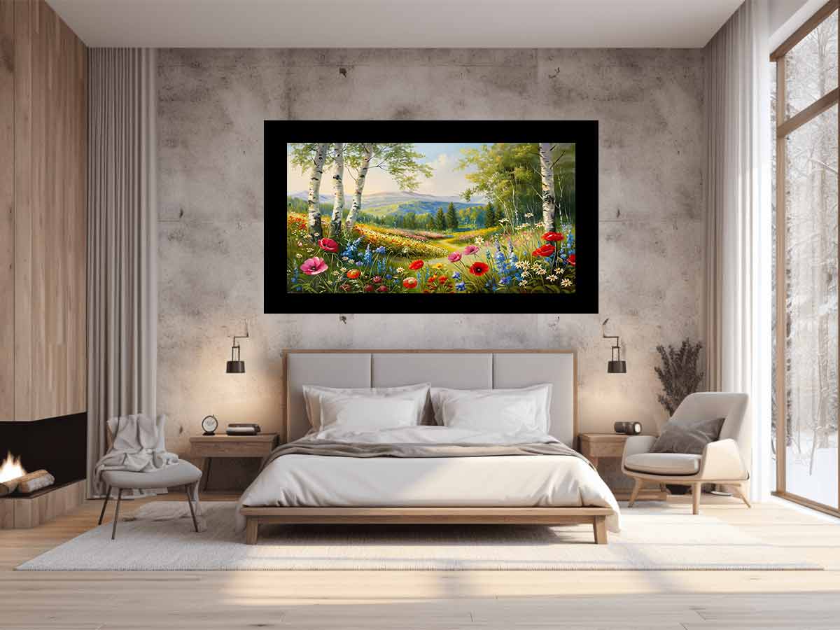 Landscape  wild flowers Canvas painting Print-1