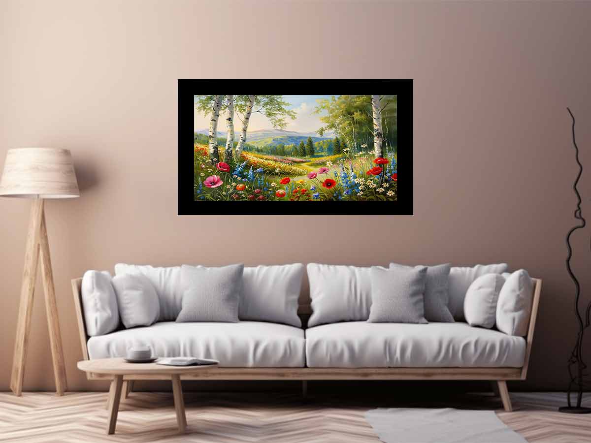 Landscape  wild flowers Canvas painting Print-2
